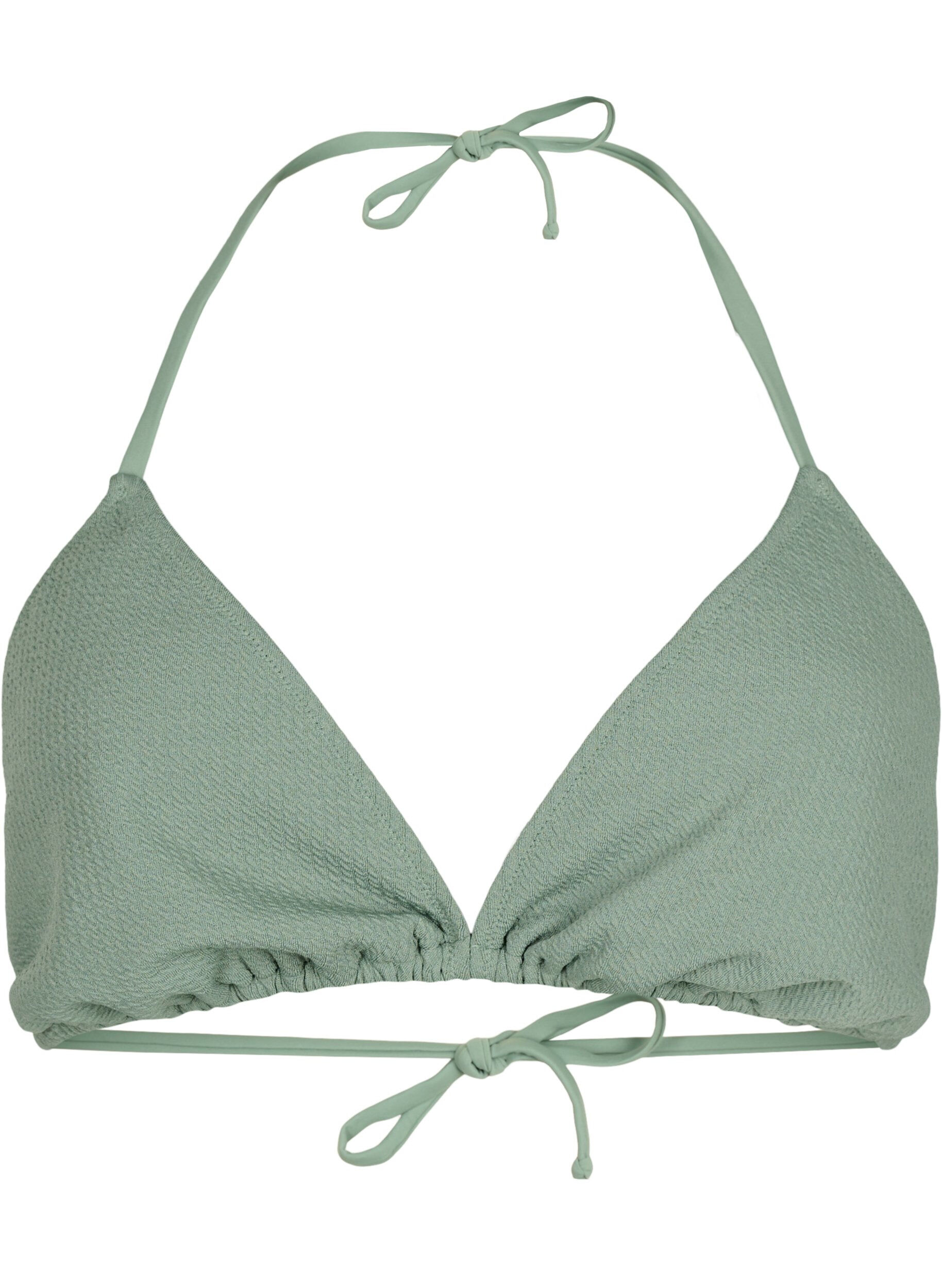Zizzi Soutien-gorge de bikini triangulaire avec structure en cr&ecirc;pe, Vert clair, Packshot image number 0