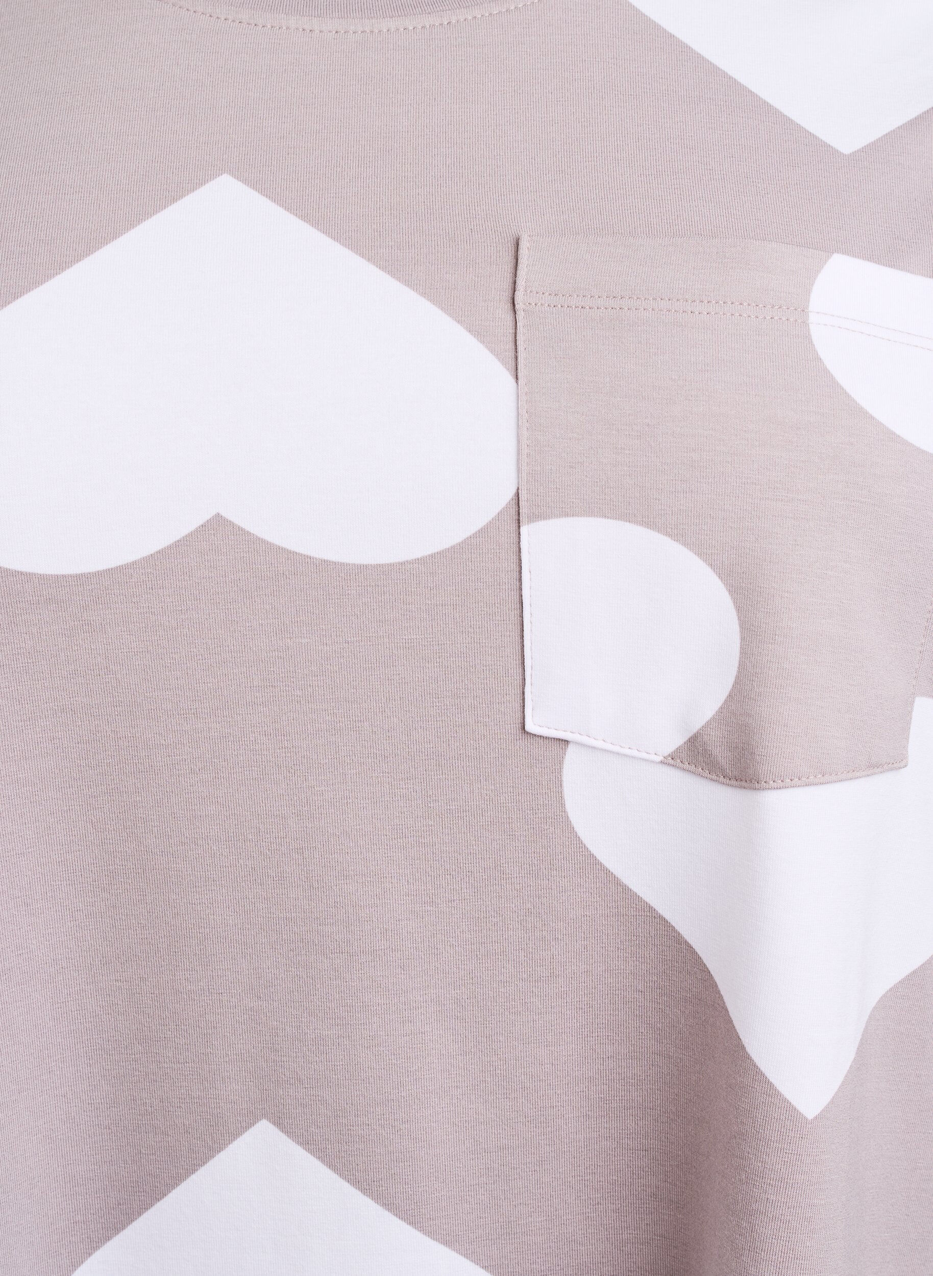 Zizzi Long tee-shirt de nuit en m&eacute;lange de modal et avec des coeurs, Gris, Packshot image number 2