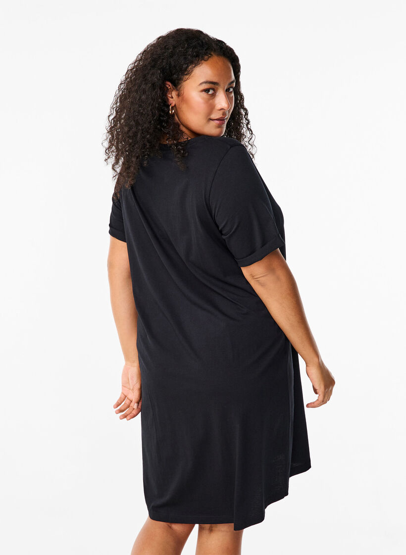 Robe t-shirt en coton, Black, Model image number 1