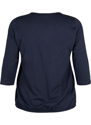 Blouse en coton à manches 3/4, Navy Blazer, Packshot image number 1