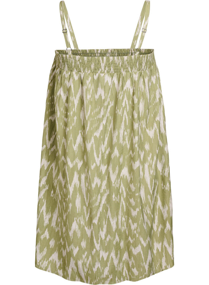 Robe courte en viscose avec bretelles spaghetti, Vert, Packshot image number 1