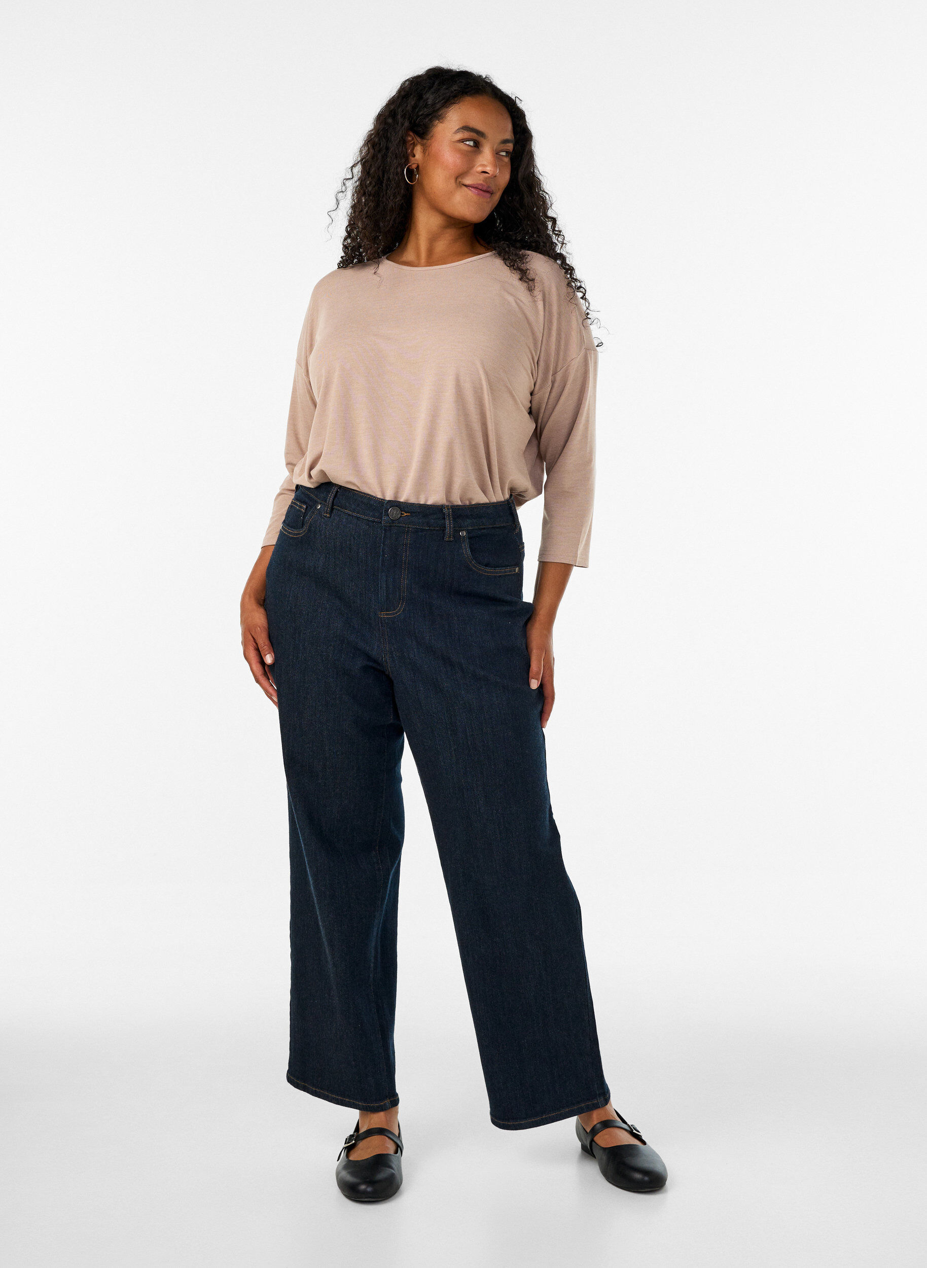 ZizziBlouse en jersey avec manches 3/4, Beige, Model image number 1
