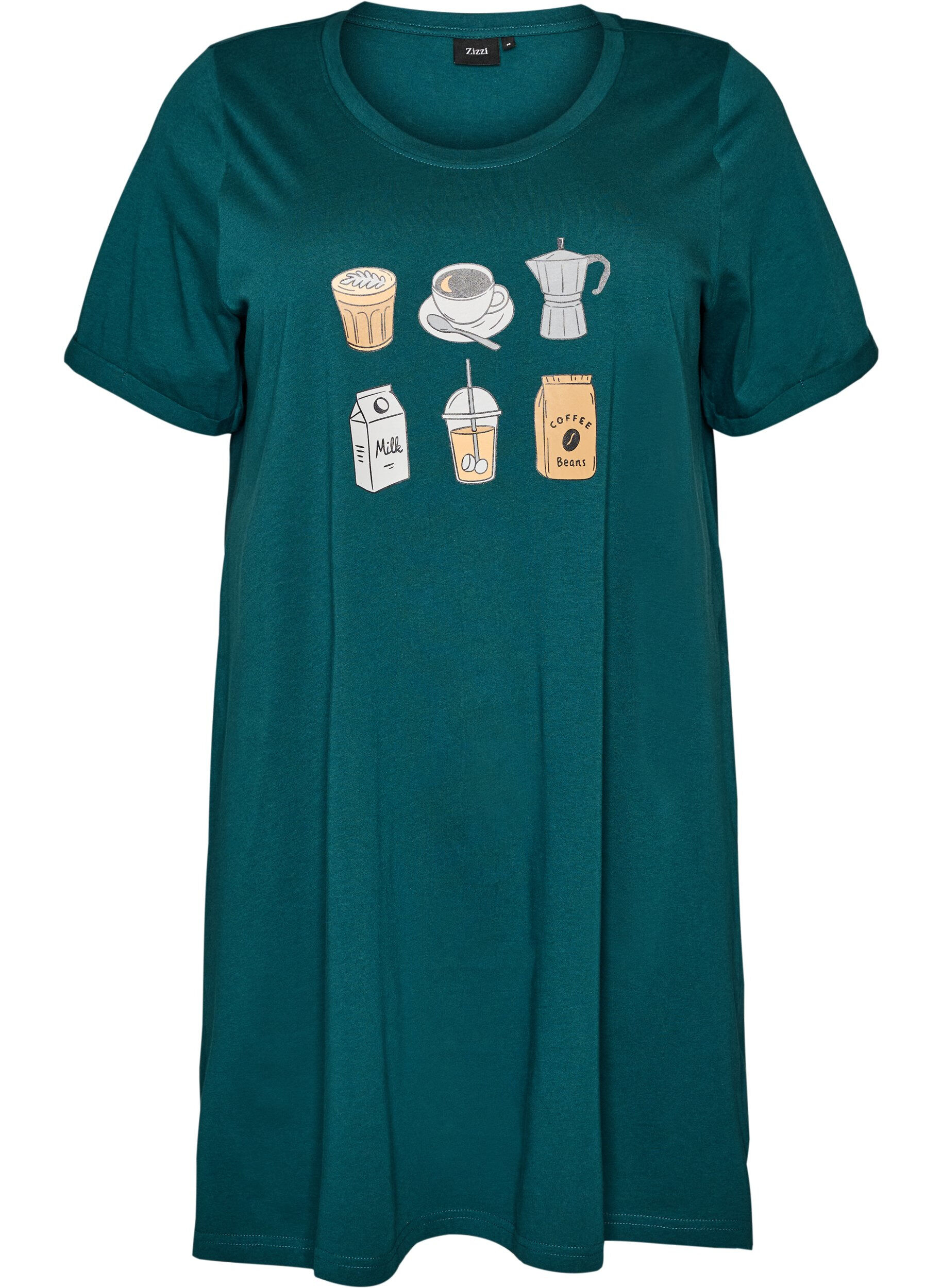 Chemise de nuit &agrave; manches courtes en coton biologique