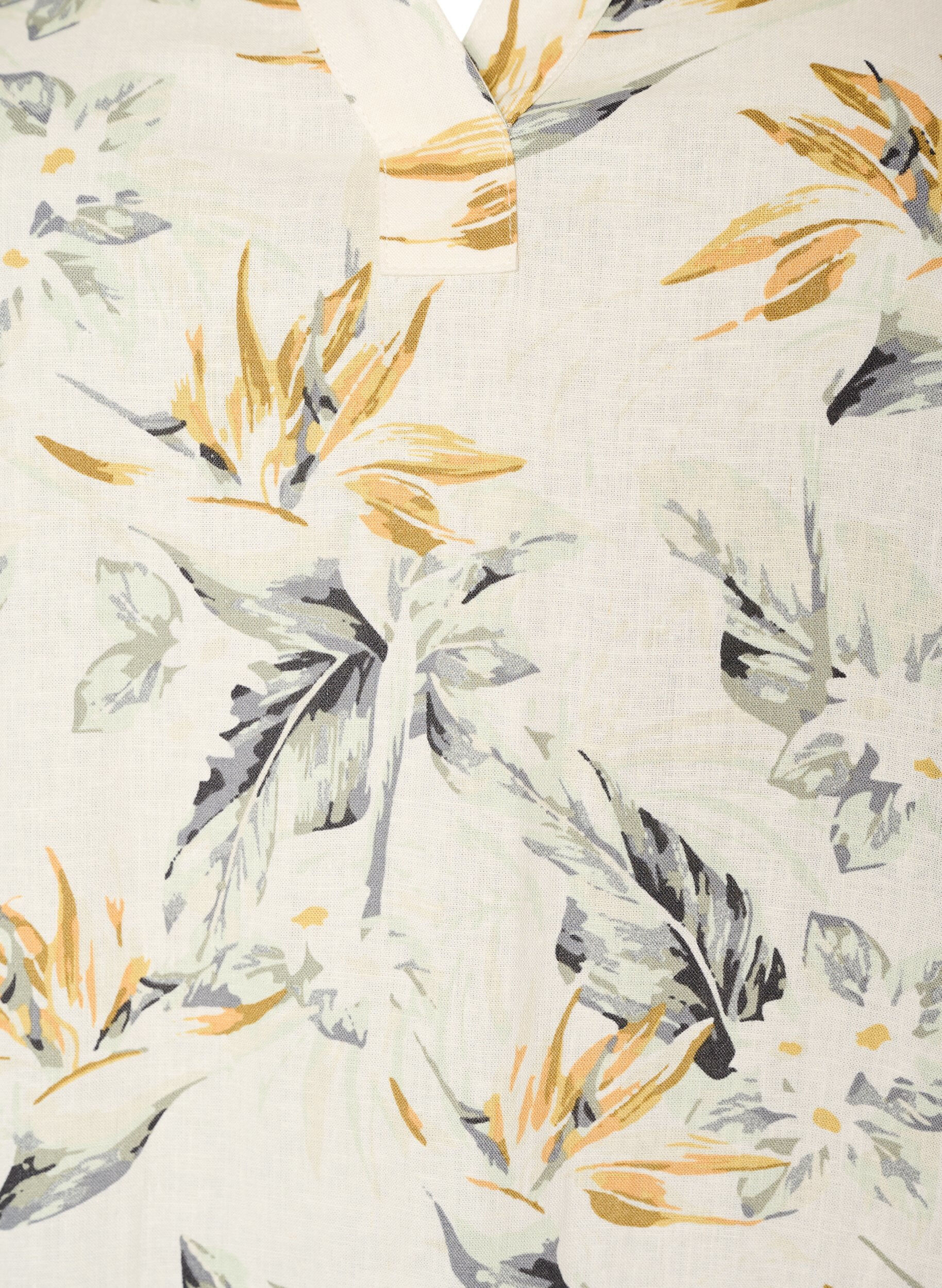 ZizziRobe midi en lin et viscose avec manches mi-longues, Blanc, Packshot image number 2