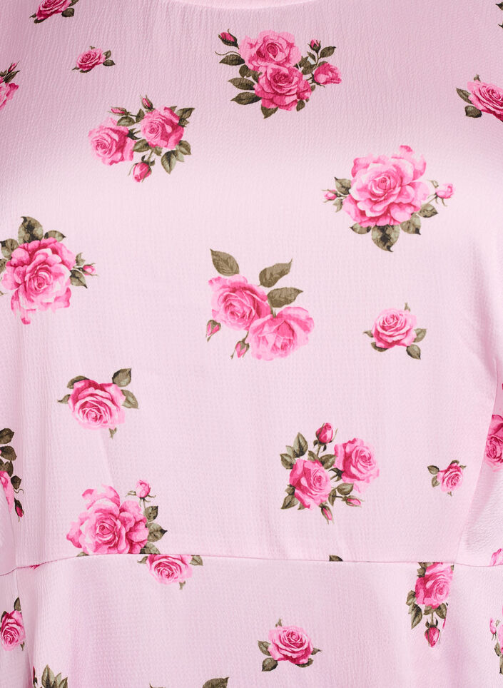 Robe midi &agrave; fleurs avec manches bouffantes, Rose, Packshot image number 2