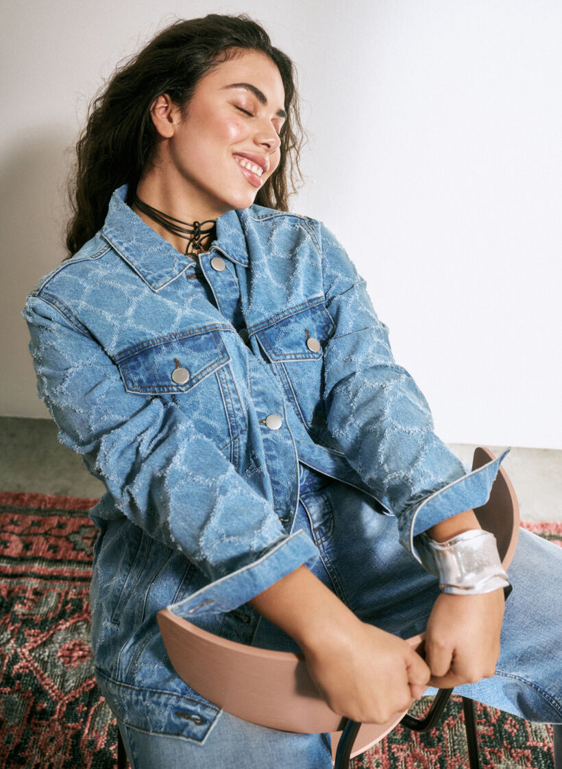 Veste en jean avec motif déchiré, Blue denim, Image image number 0