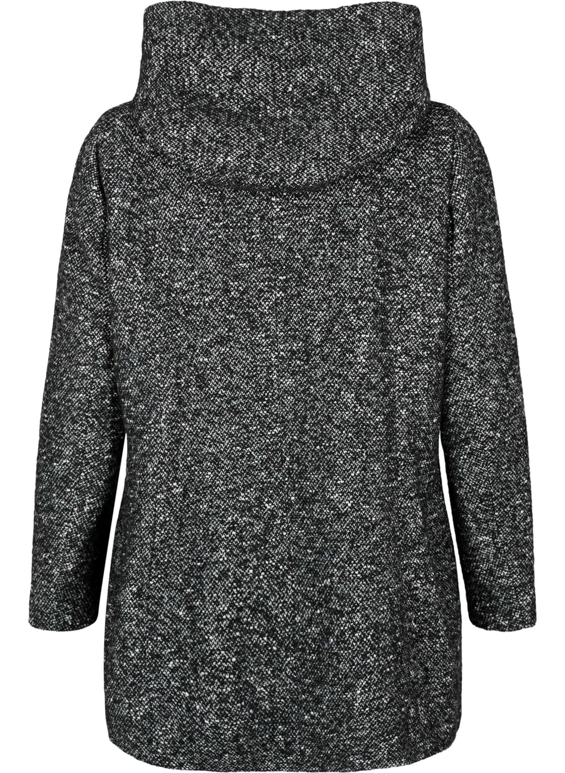 Zizzi Manteau boucl&eacute; en laine, Black Mel., Packshot image number 1