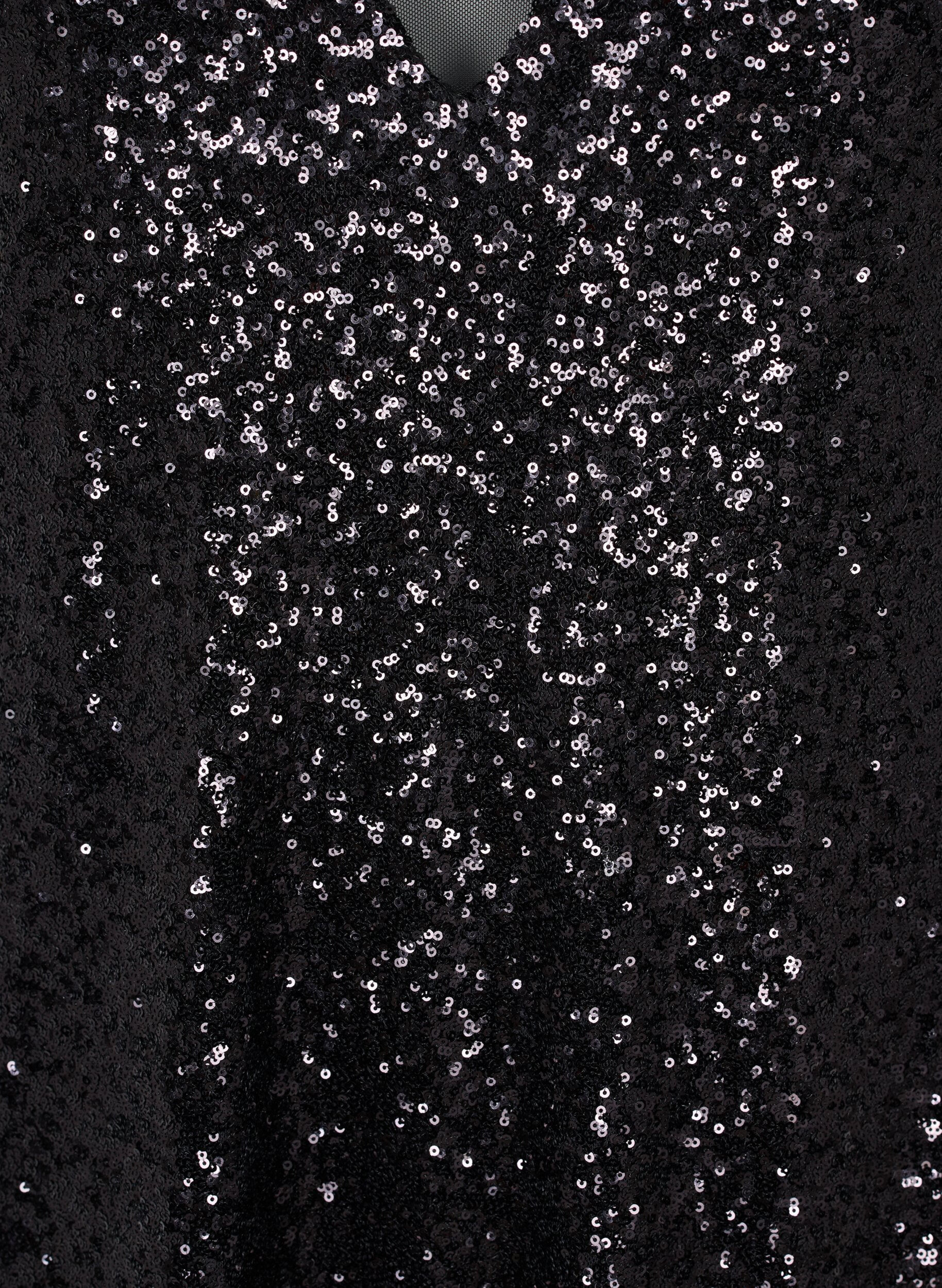 Zizzi Robe &agrave; paillettes &agrave; manches longues, Black, Packshot image number 2