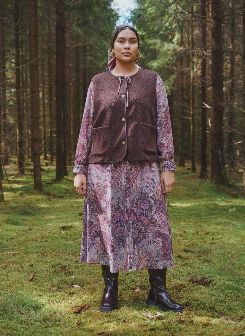 Gilet teddy avec boutons et poches, Marron, Image image number 0
