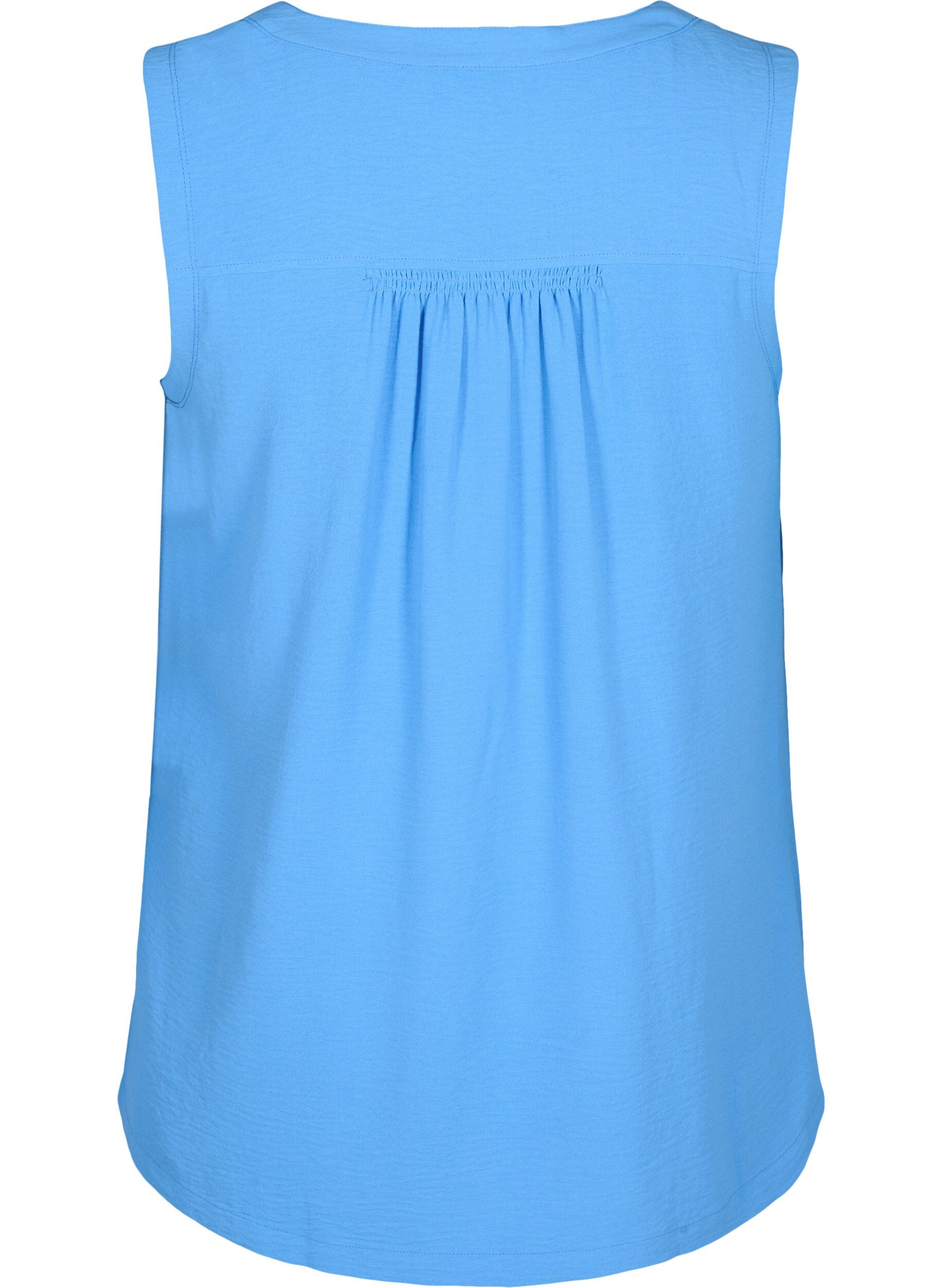 ZizziHaut sans manches effet froiss&eacute;, Bleu, Packshot image number 1