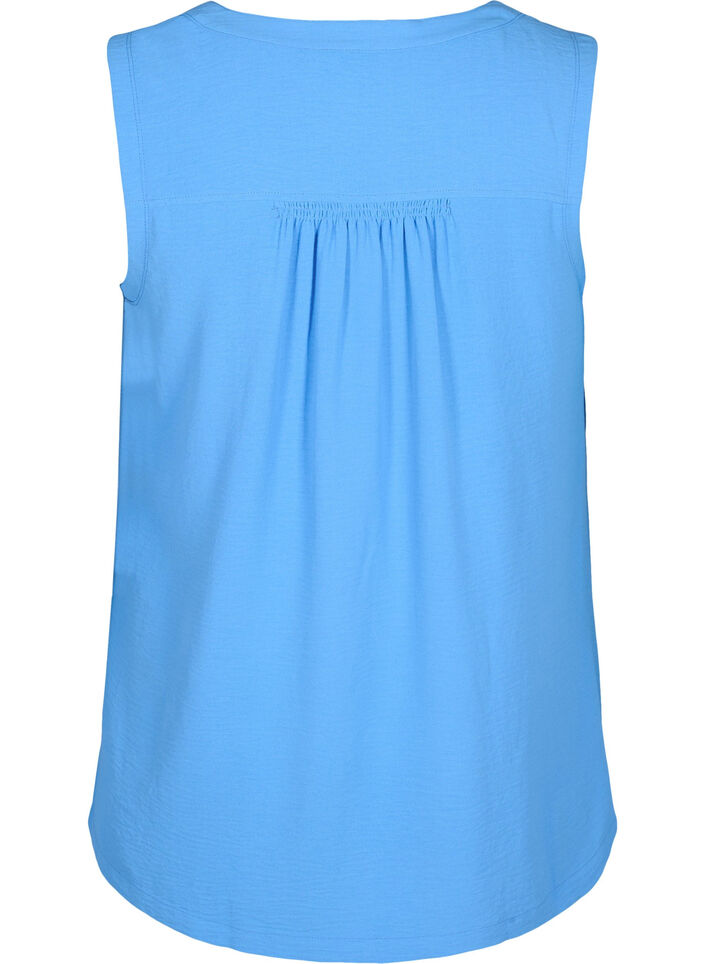Haut sans manches effet froiss&eacute;, Bleu, Packshot image number 1