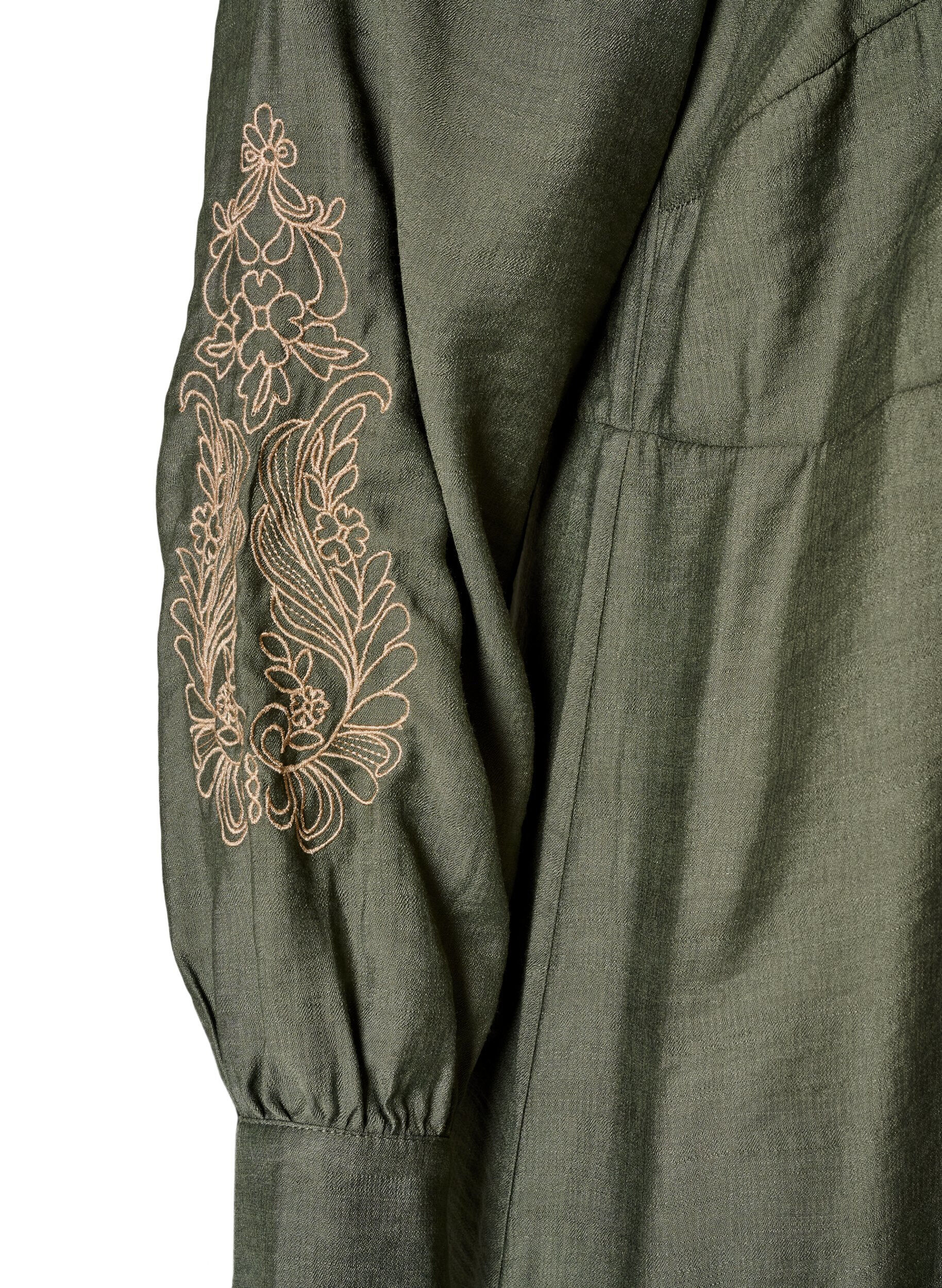 ZizziRobe en viscose avec broderies et volants &eacute;tag&eacute;s, Vert, Packshot image number 3