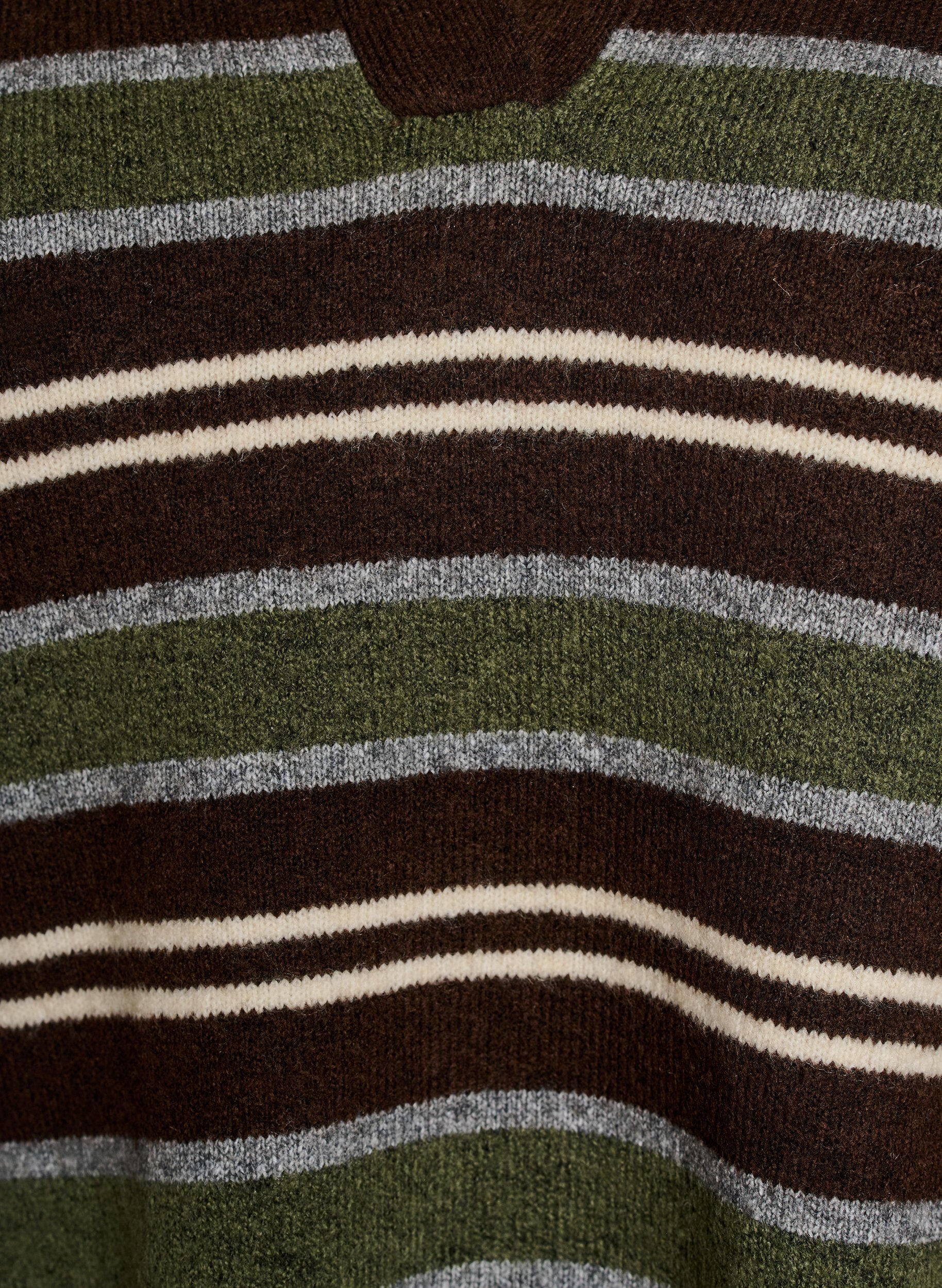 ZizziBlouse en maille &agrave; rayures et col polo, Marron, Packshot image number 2