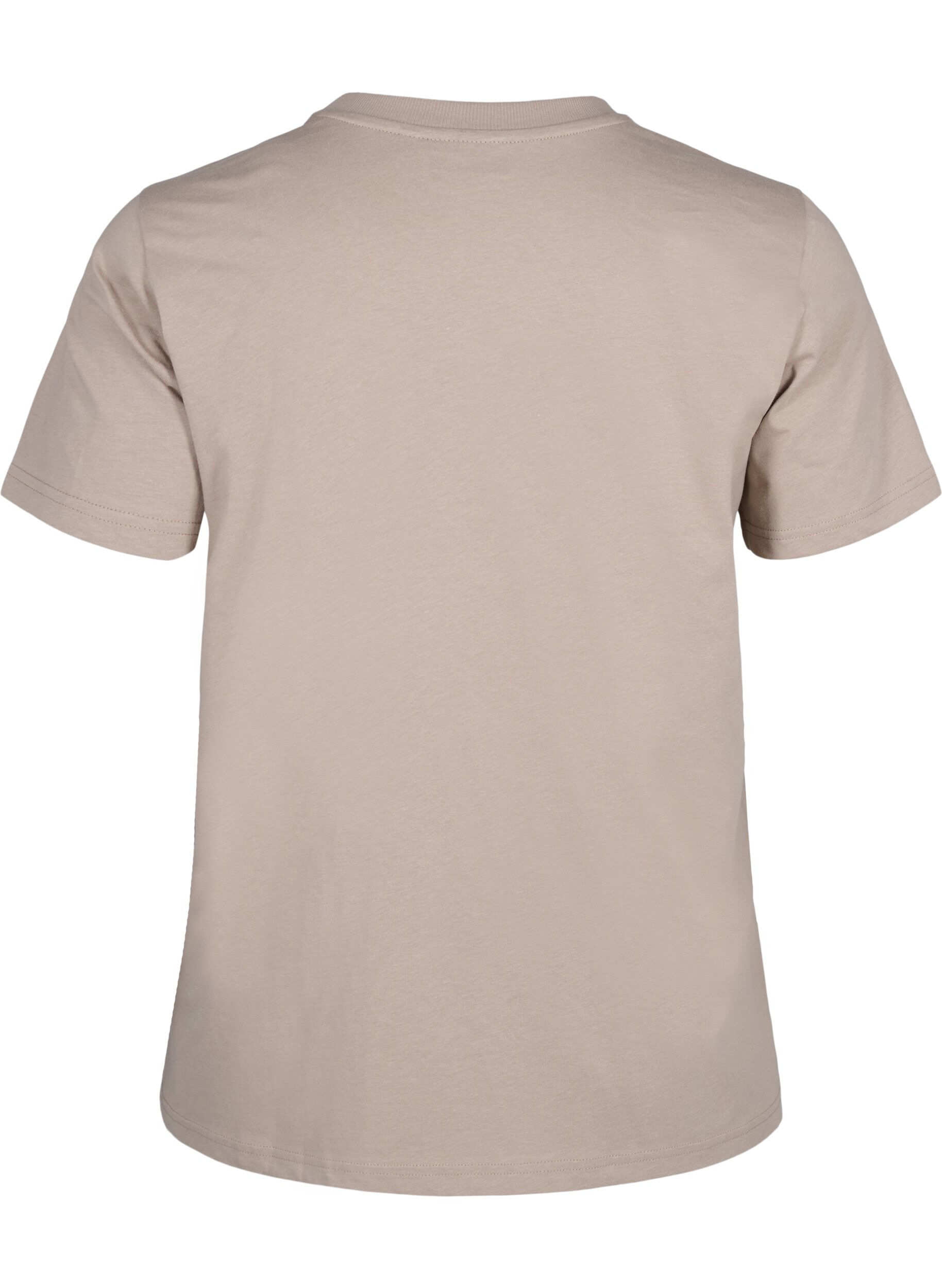 Zizzi T-shirt basique en coton &agrave; col rond, Beige, Packshot image number 1