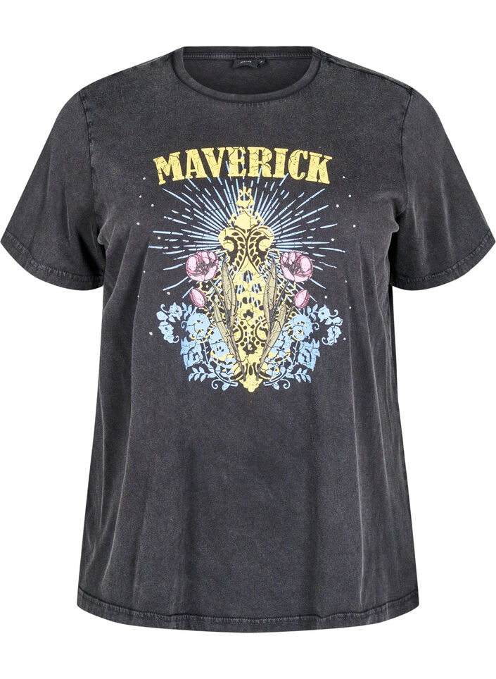 T-shirt en coton biologique avec impression graphique, Gris, Packshot image number 0