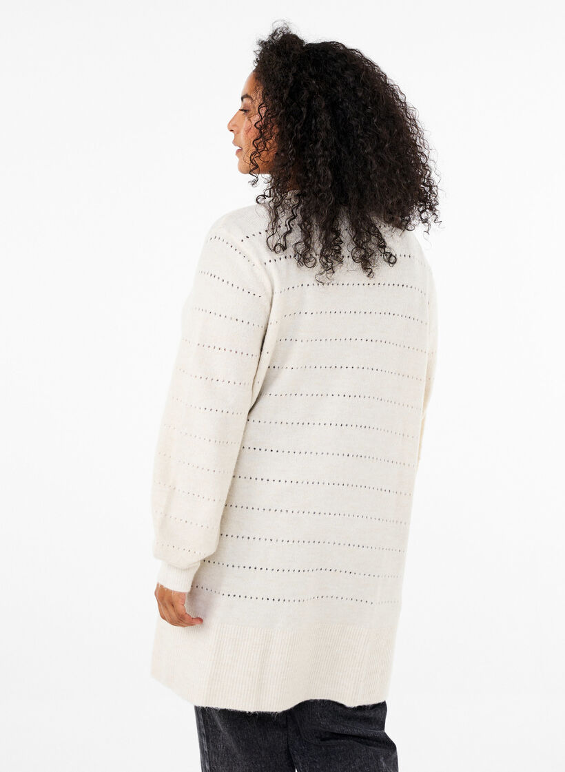Cardigan long en tricot avec un motif en dentelle, Birch Mel., Model image number 1