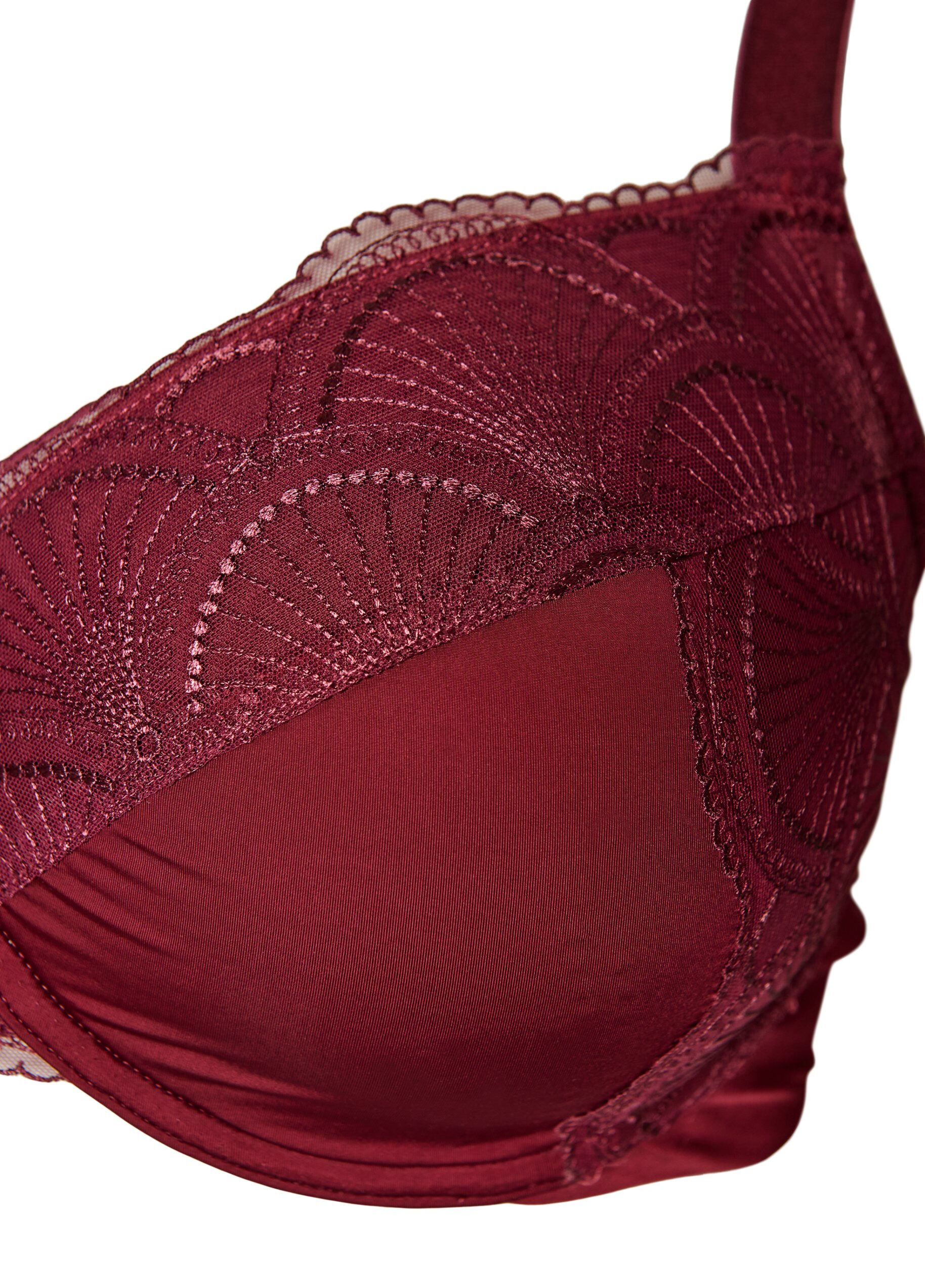 ZizziSoutien-gorge rembourr&eacute; &agrave; armatures avec dentelle et dos en U, Bordeaux, Packshot image number 2