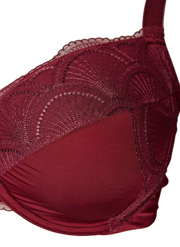 Soutien-gorge rembourr&eacute; &agrave; armatures avec dentelle et dos en U, Bordeaux, Packshot image number 2