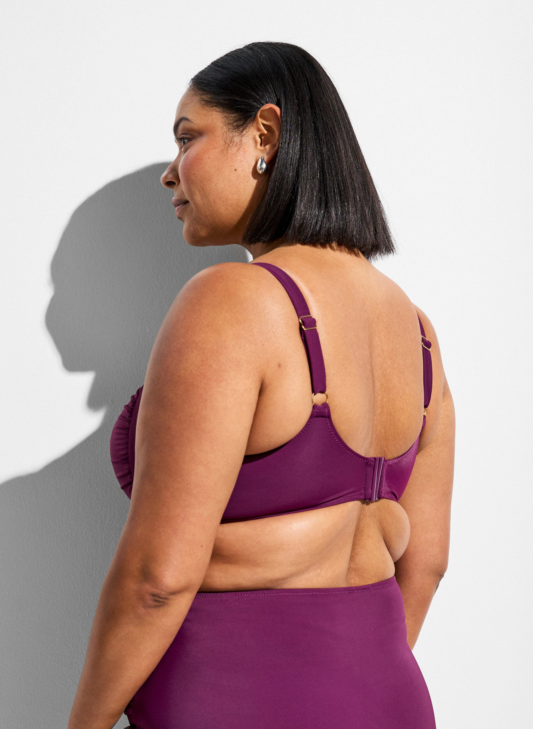 ZizziHaut de bikini rembourr&eacute; avec d&eacute;tail anneau, Violet, Model image number 2