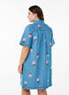 Robe courte en denim avec broderies florales, Bleu Clair, Model image number 2