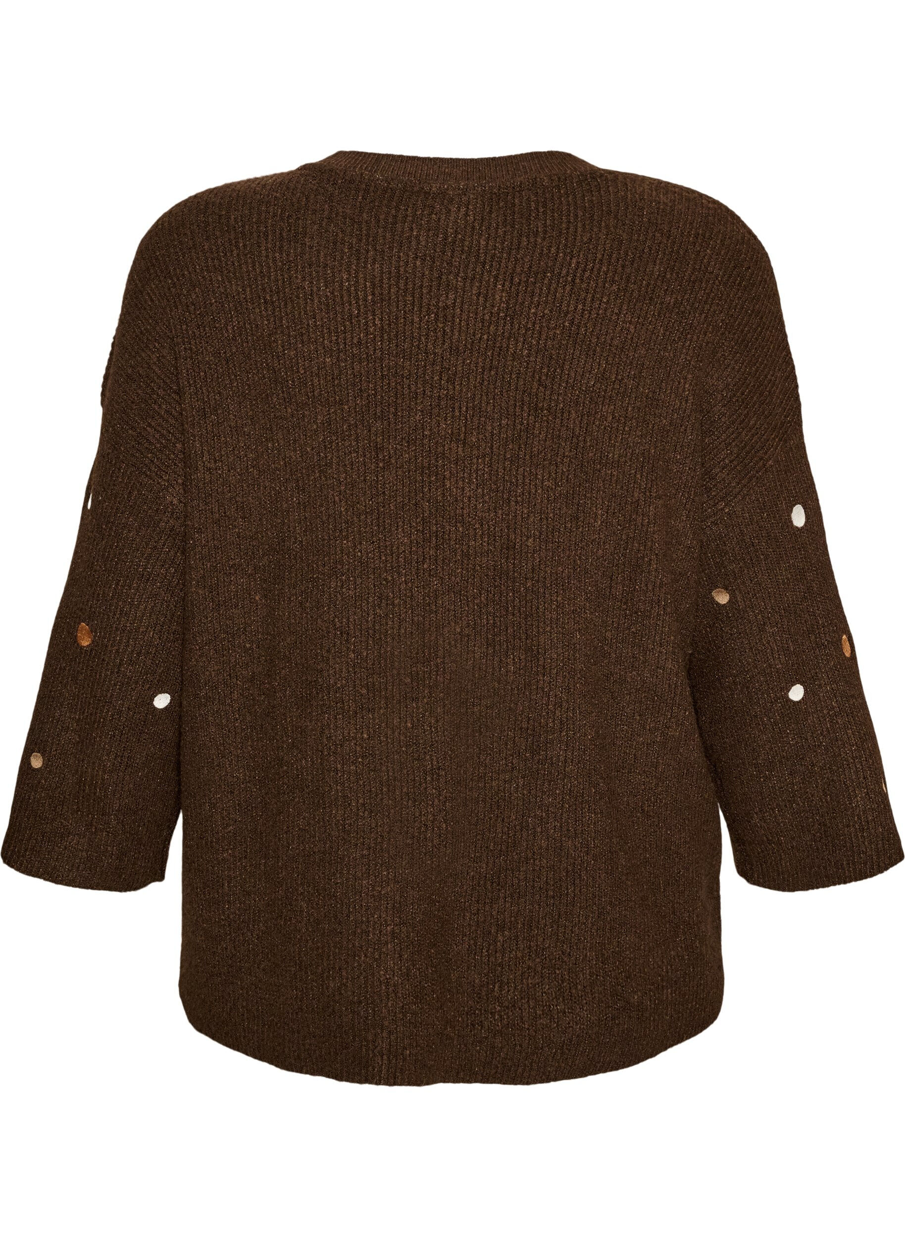 ZizziBlouse en maille avec de petits motifs brod&eacute;s, Marron, Packshot image number 1