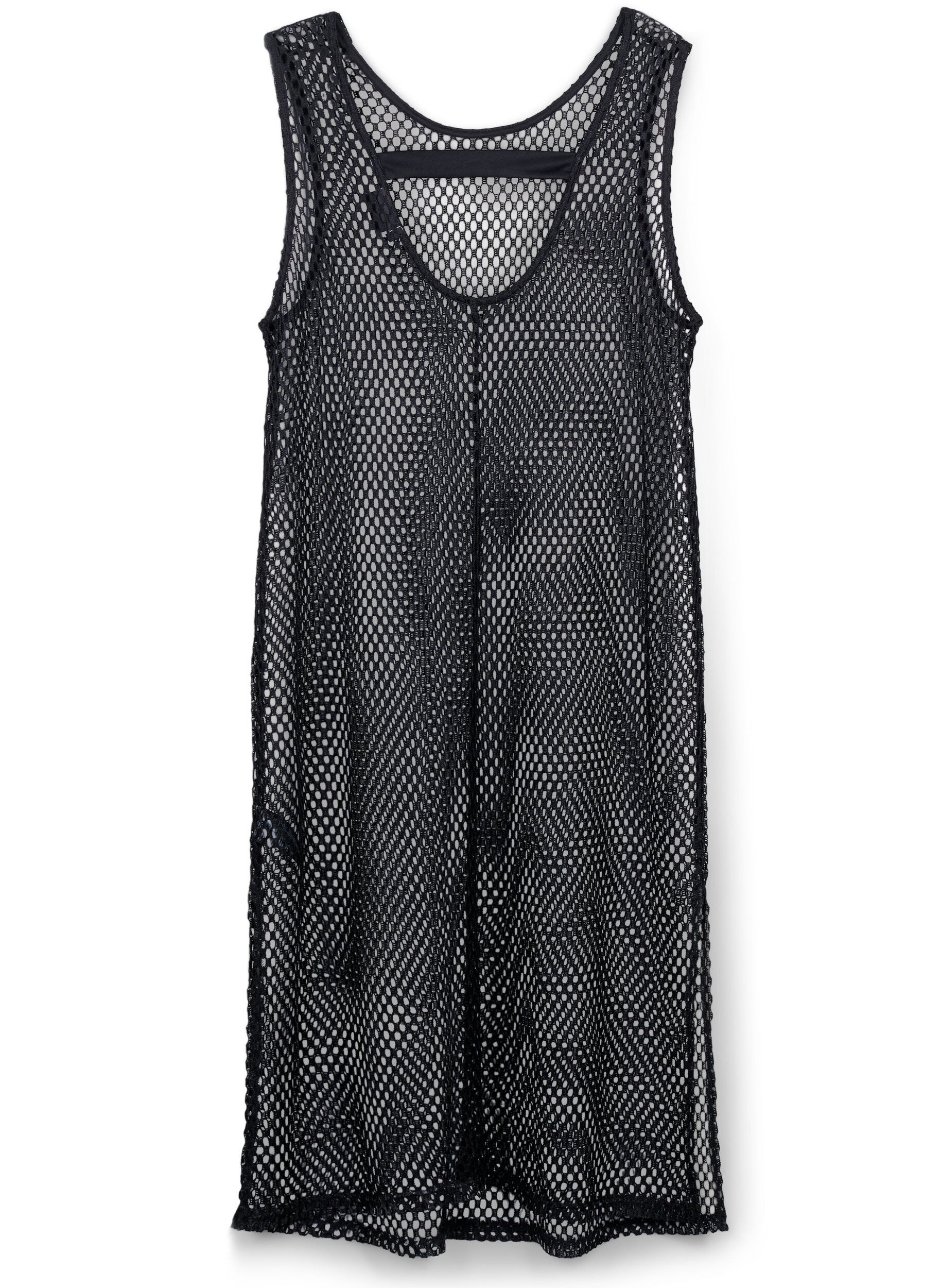 Zizzi Robe fendue sans manches en maille, Black, Packshot image number 1