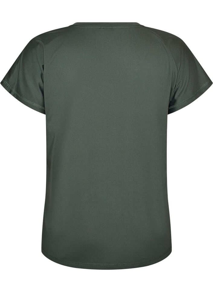 Loose training t-shirt with V-neck, Vert fonc&eacute;, Packshot image number 1