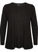 Blouse en jersey avec structure c&ocirc;tel&eacute;e et manches longues, Noir, Packshot image number 0