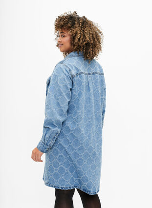 Robe en denim avec motif déchiré, Blue denim, Model image number 1