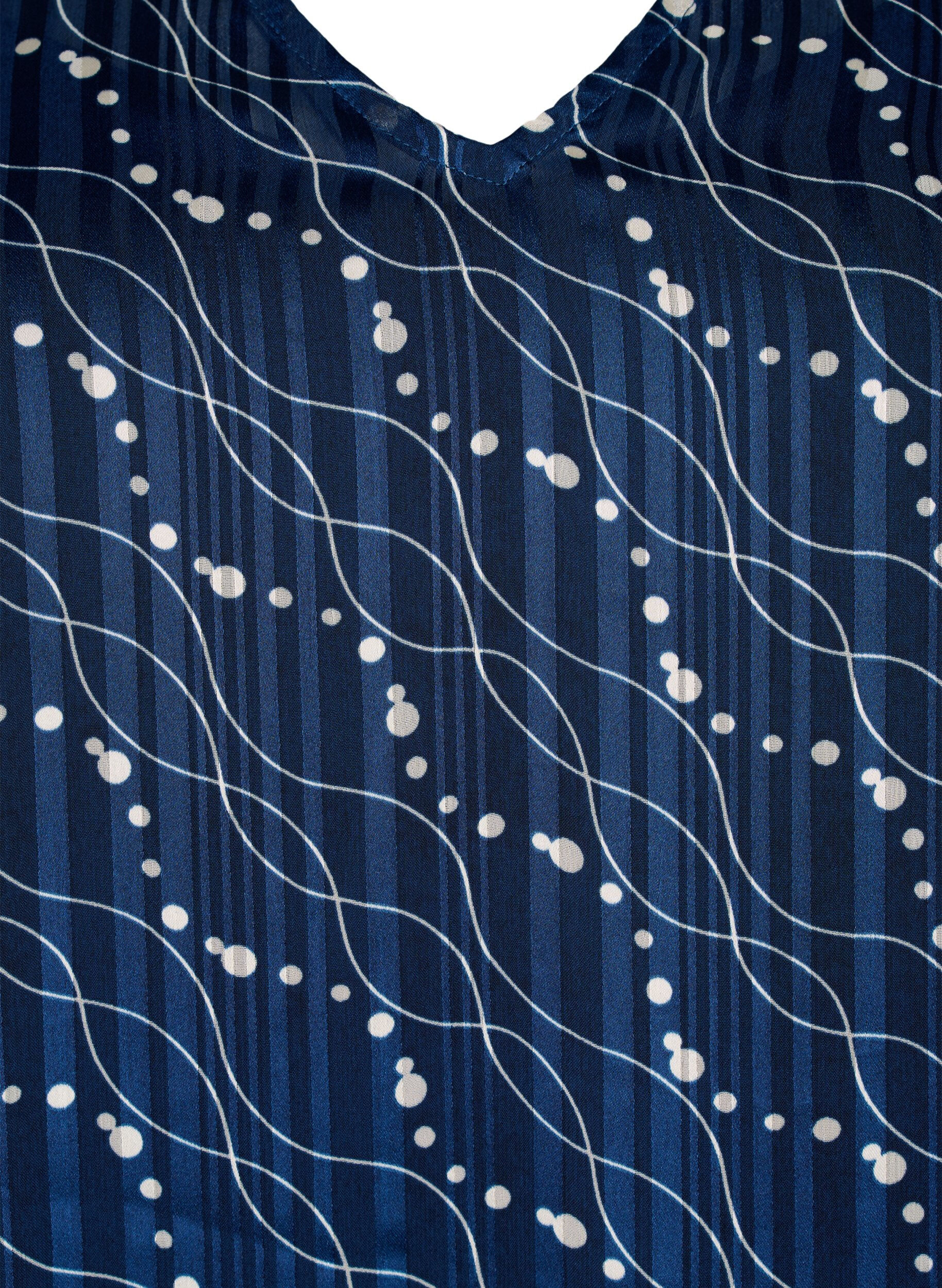 Zizzi Robe imprim&eacute;e avec col en V et manches 3/4, Dress Bl. Swirl AOP, Packshot image number 2