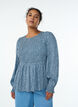 Blouse avec haut smock&eacute; et imprim&eacute; fleuri, Bleu, Model image number 0
