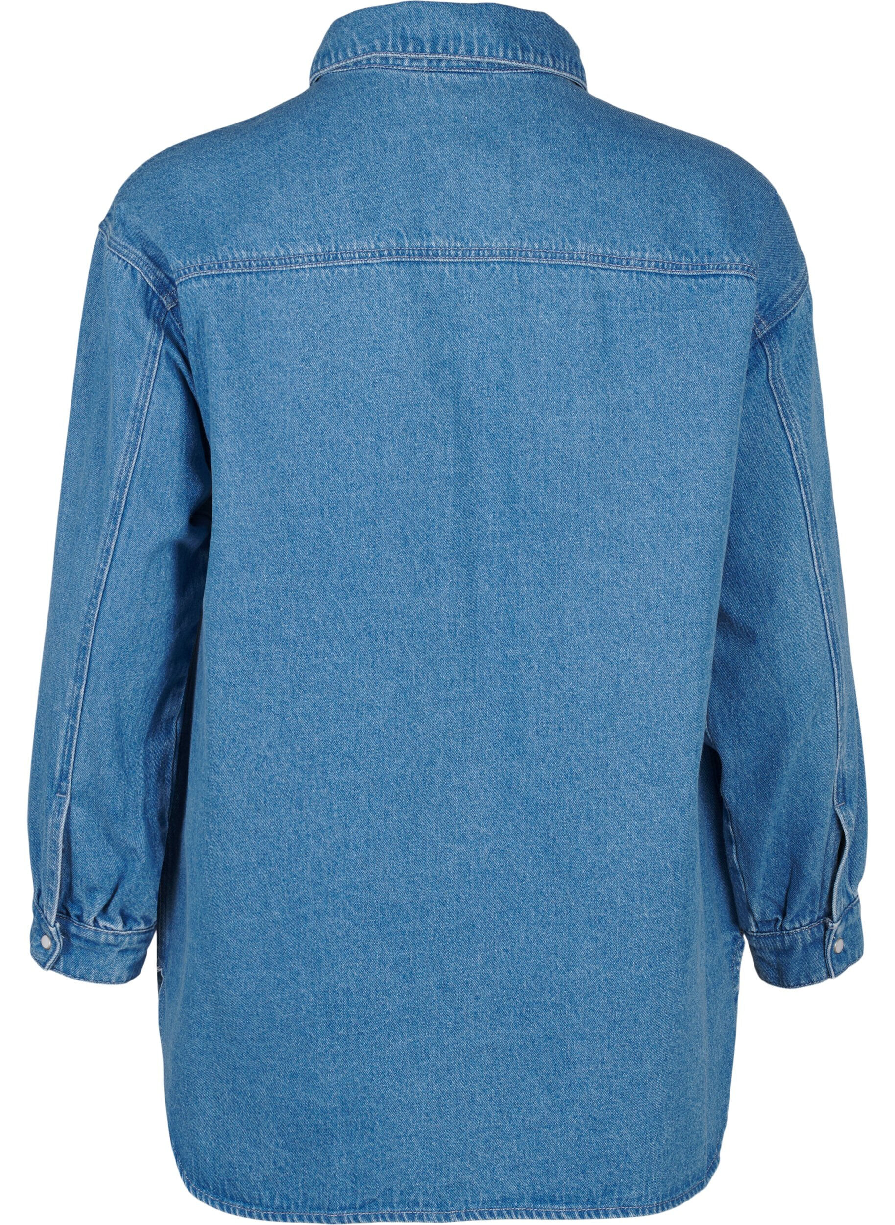 Zizzi Chemise en jean avec strass, Light Blue Denim, Packshot image number 1