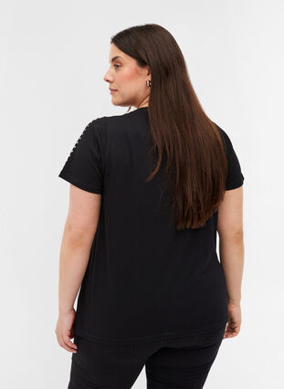 T-shirt en coton à manches courtes , Black, Model image number 1