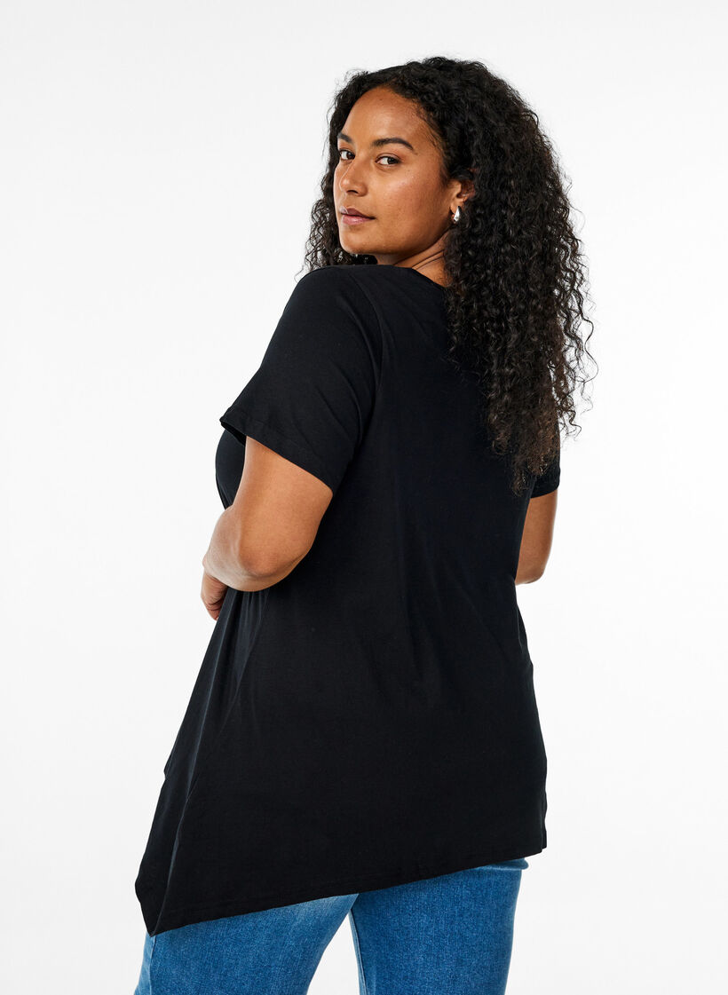 T-shirt à col rond et coupe évasée, Noir, Model image number 2