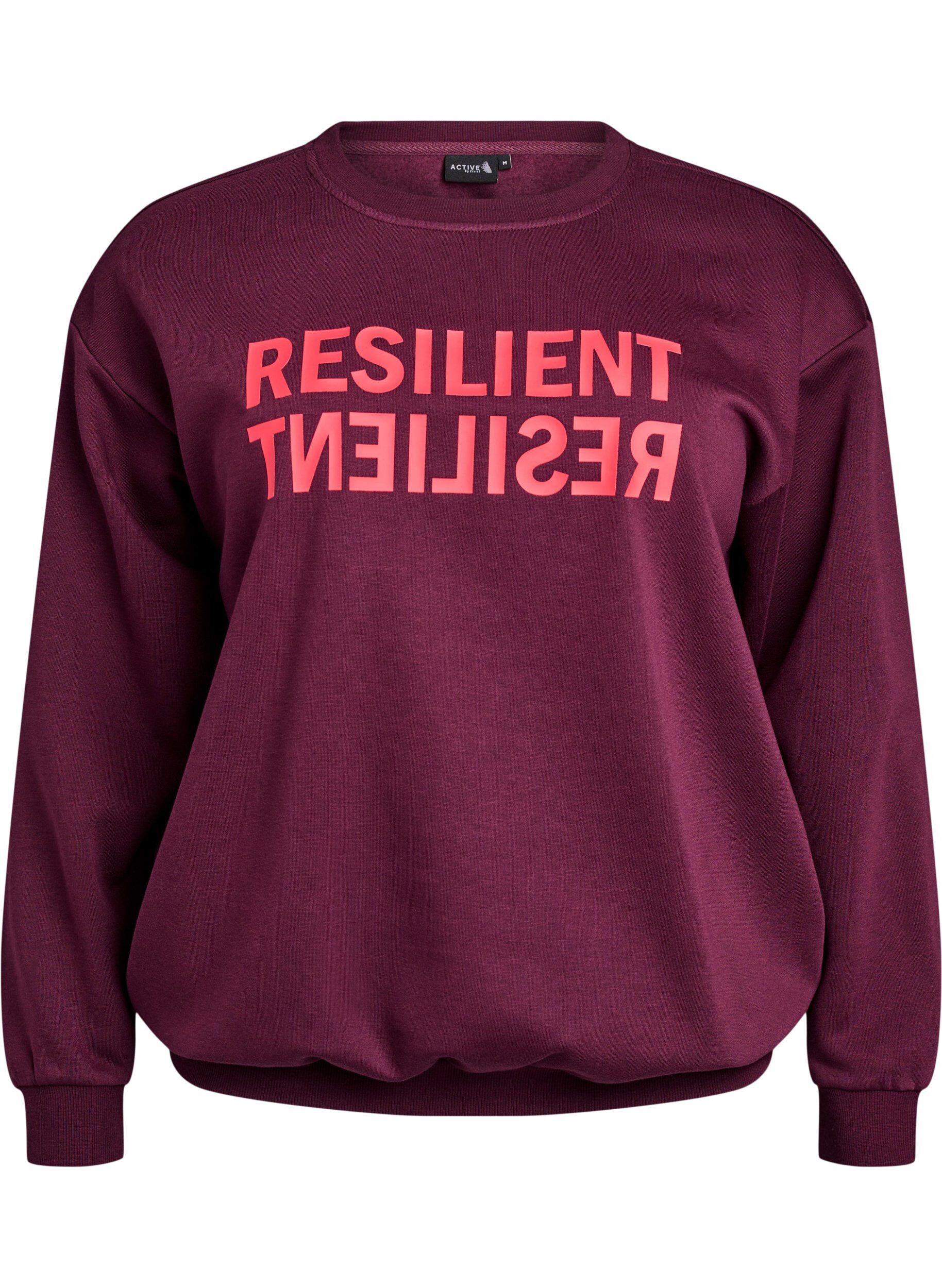 Zizzi Sweat-shirt avec imprim&eacute; texte, Bordeaux, Packshot image number 0