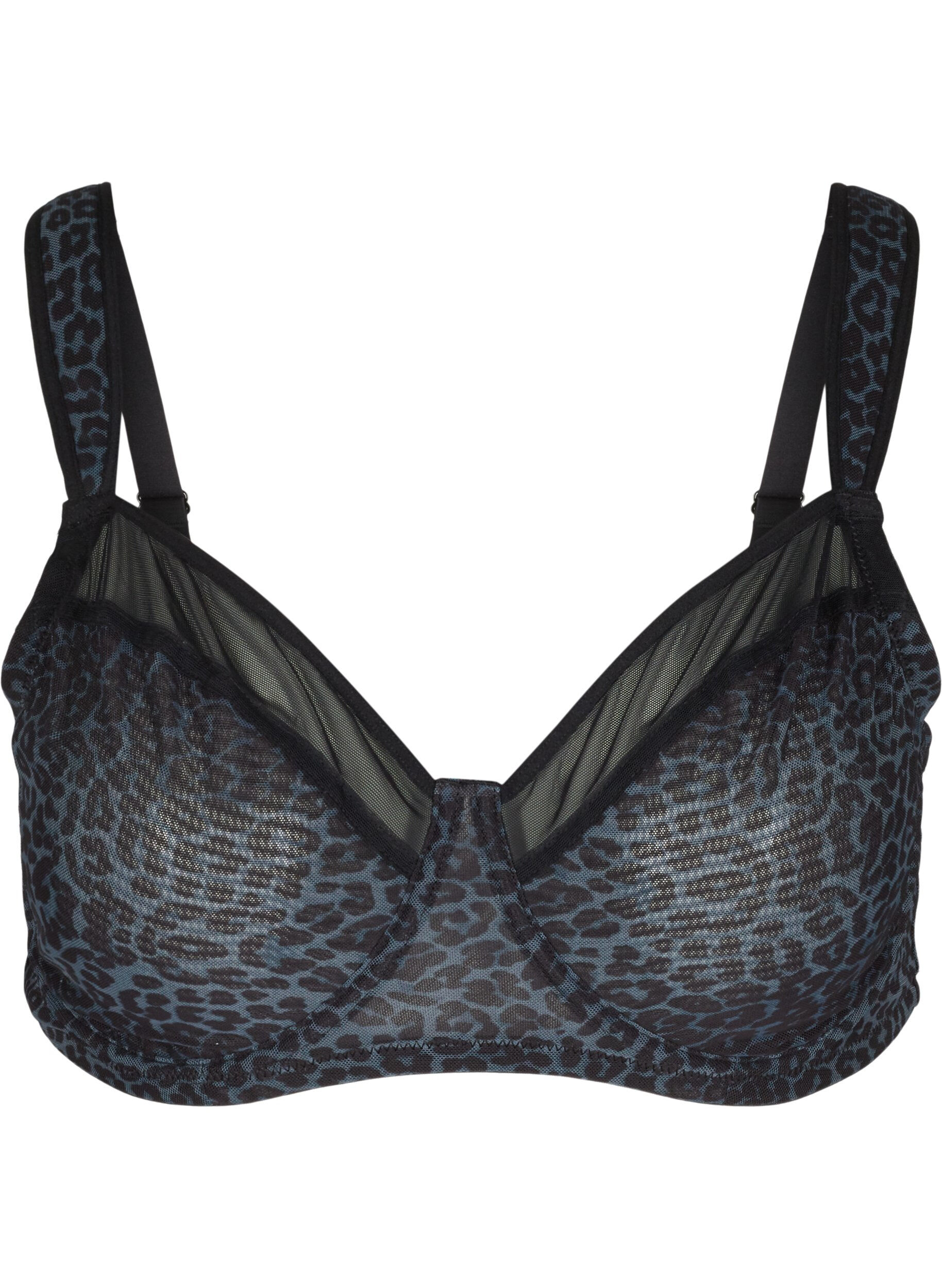 Zizzi Soutien-gorge &agrave; imprim&eacute; floral et r&eacute;sille, Grey Leopard, Packshot image number 0