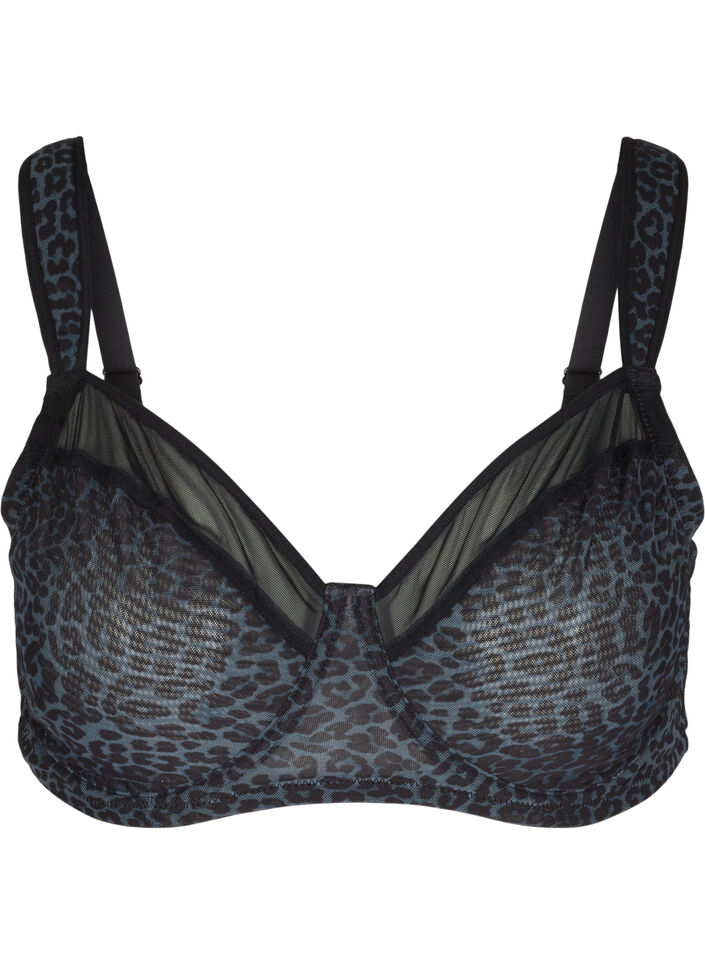 Soutien-gorge à imprimé floral et résille, Grey Leopard, Packshot image number 0