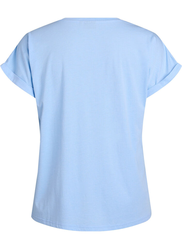 T-shirt &agrave; manches courtes en m&eacute;lange de coton, Bleu, Packshot image number 1