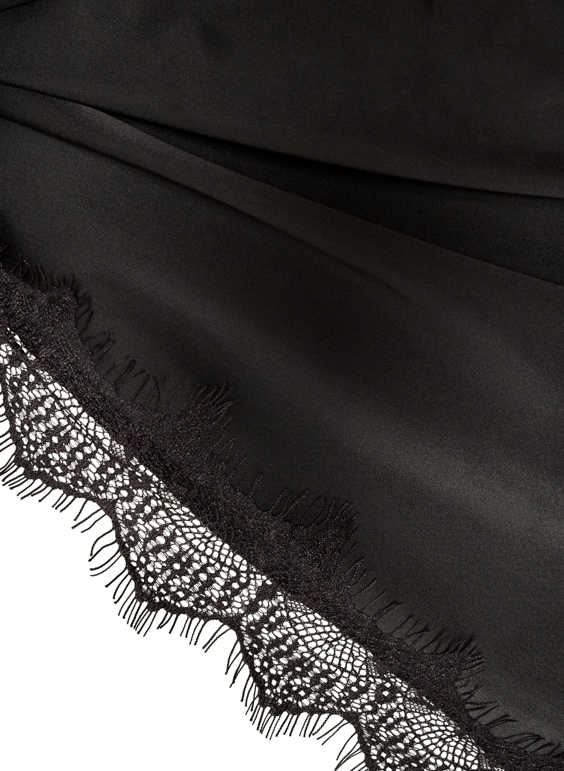 ZizziFoulard en satin avec ourlet en dentelle, Noir, Packshot image number 2