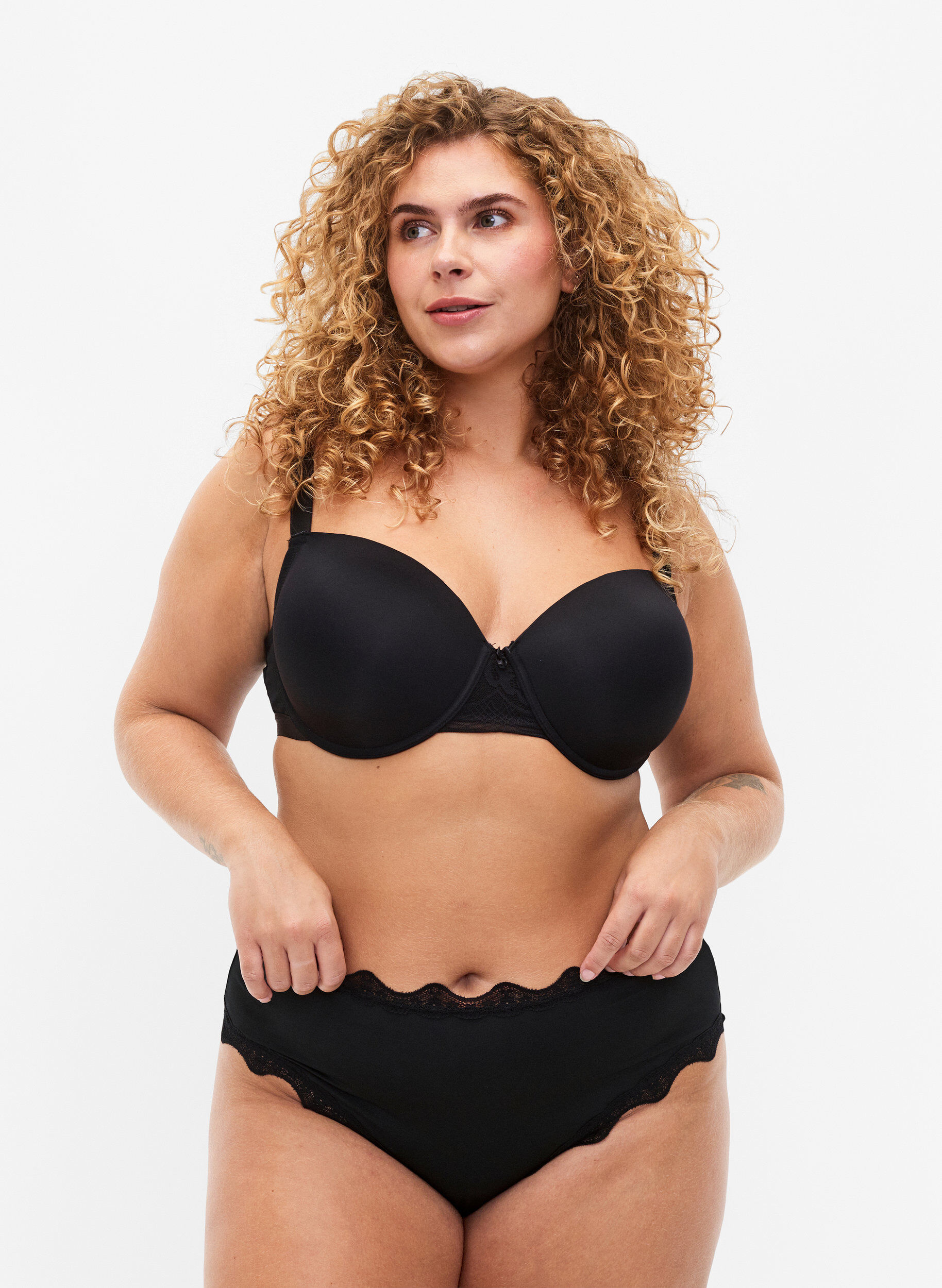 Zizzi 2-pack slip br&eacute;silien avec de la dentelle, Black, Model image number 0