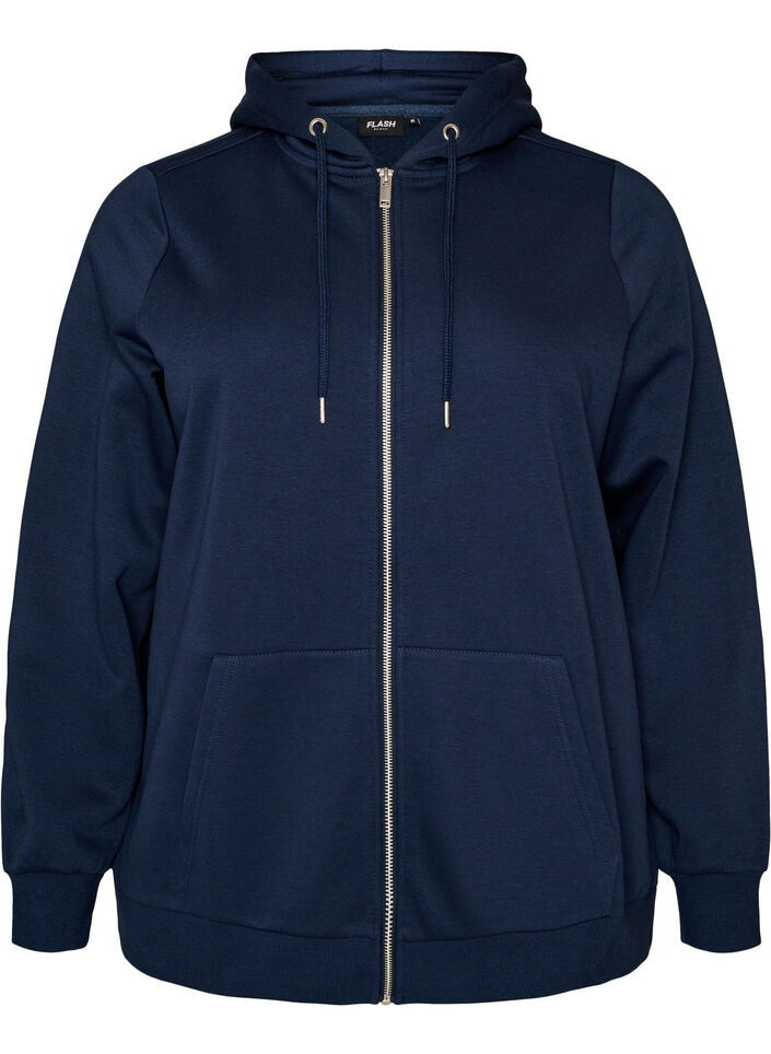 Sweat &agrave; capuche zipp&eacute; avec poches, Bleu, Packshot image number 0