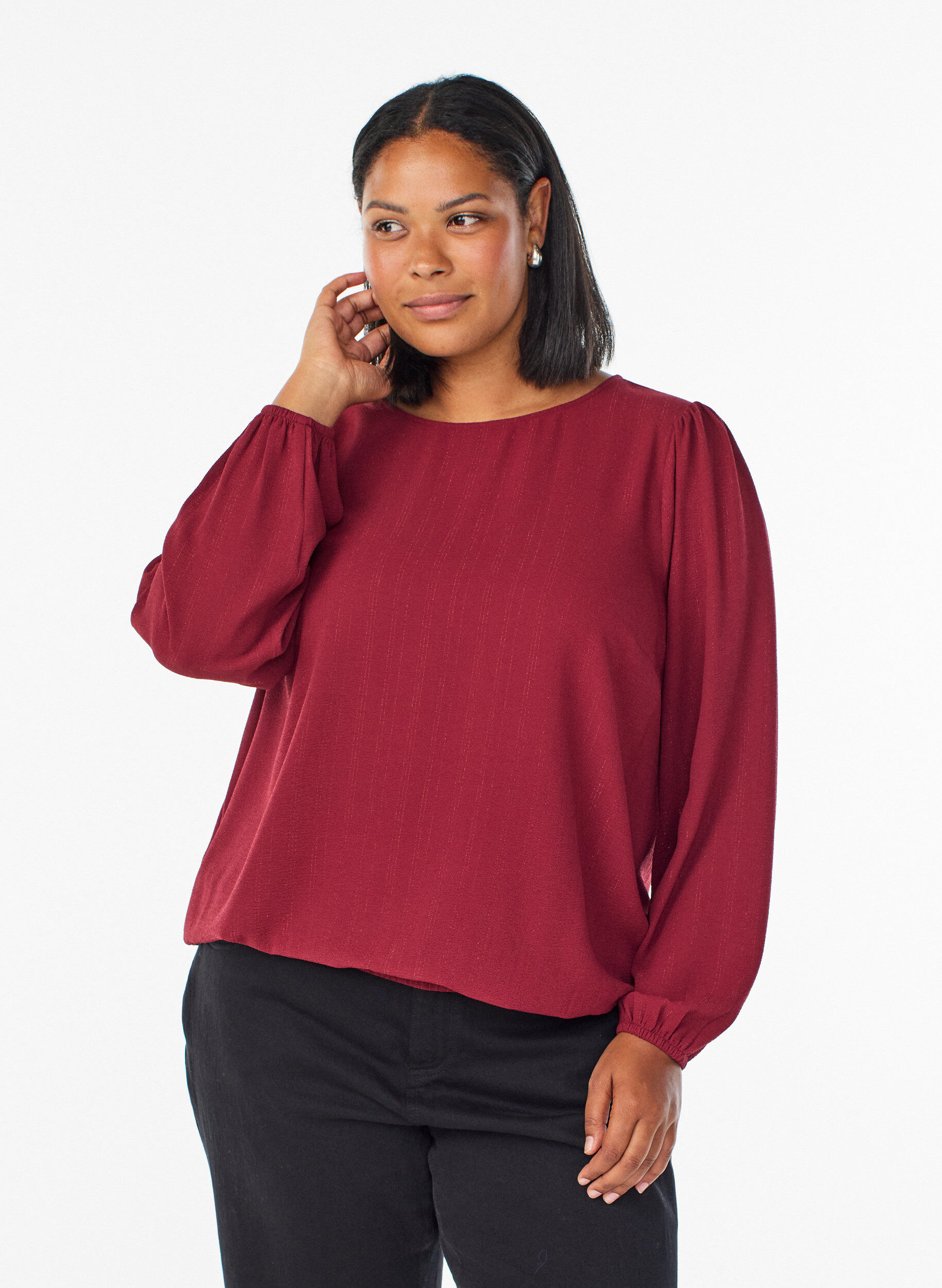 Blouse avec des paillettes, Bordeaux fonc&eacute;, Model
