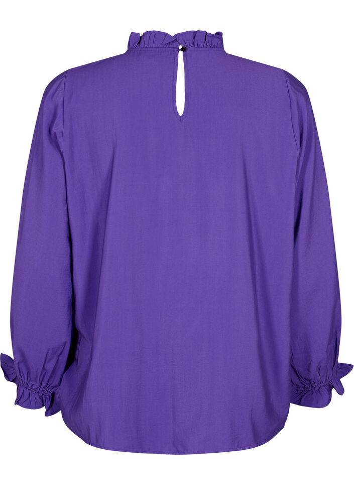  Blouse en viscose à manches longues avec volants, Prism Violet, Packshot image number 1