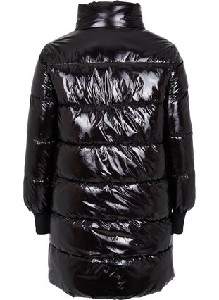 Manteau d'hiver brillant avec fermeture Éclair et à boutons, Black, Packshot image number 1
