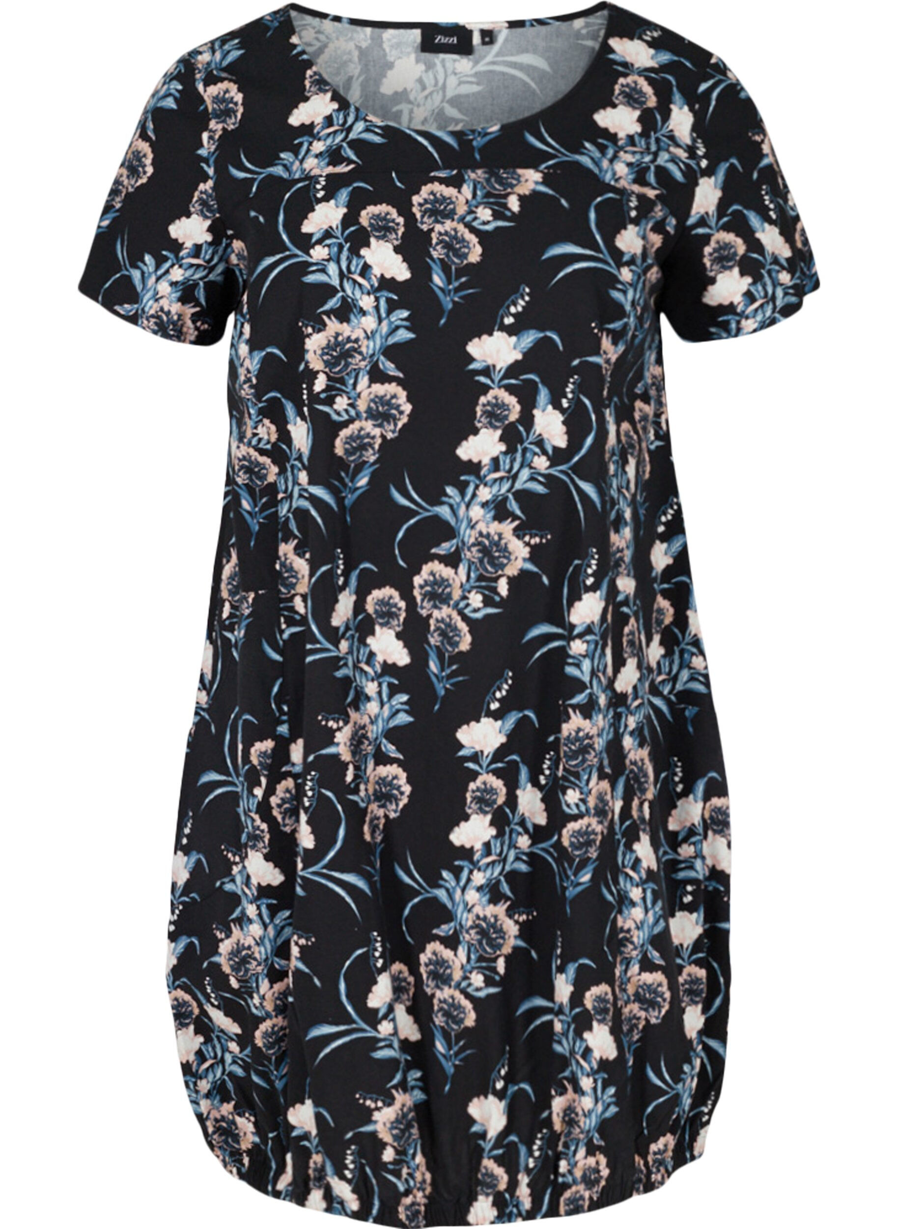 ZizziRobe en coton imprim&eacute; &agrave; manches courtes, Bleu, Packshot image number 0