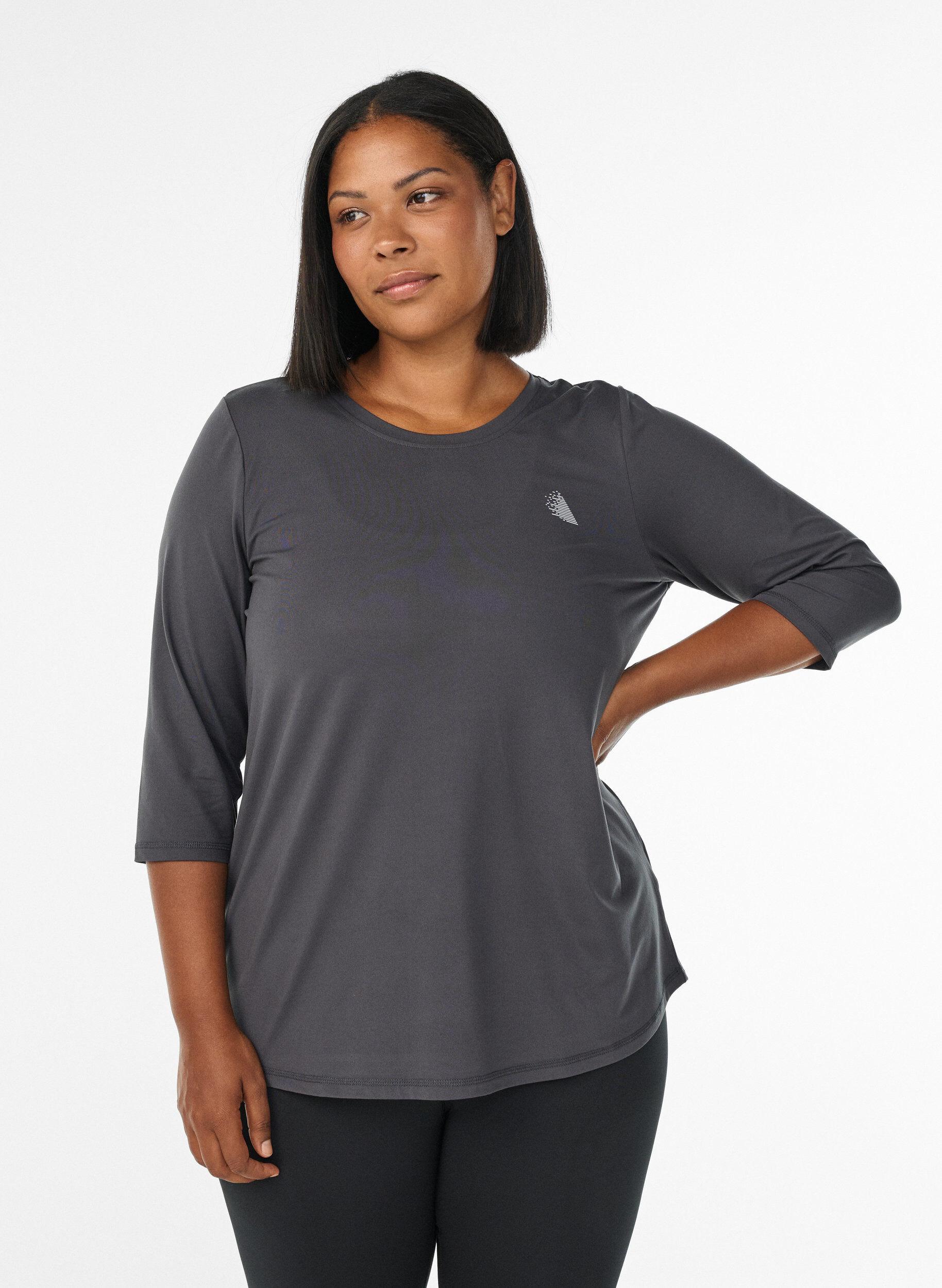 Haut de sport &agrave; manches 3/4, Gris anthracite, Model