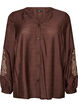 Chemise en viscose avec manches brod&eacute;es, Marron, Packshot image number 0