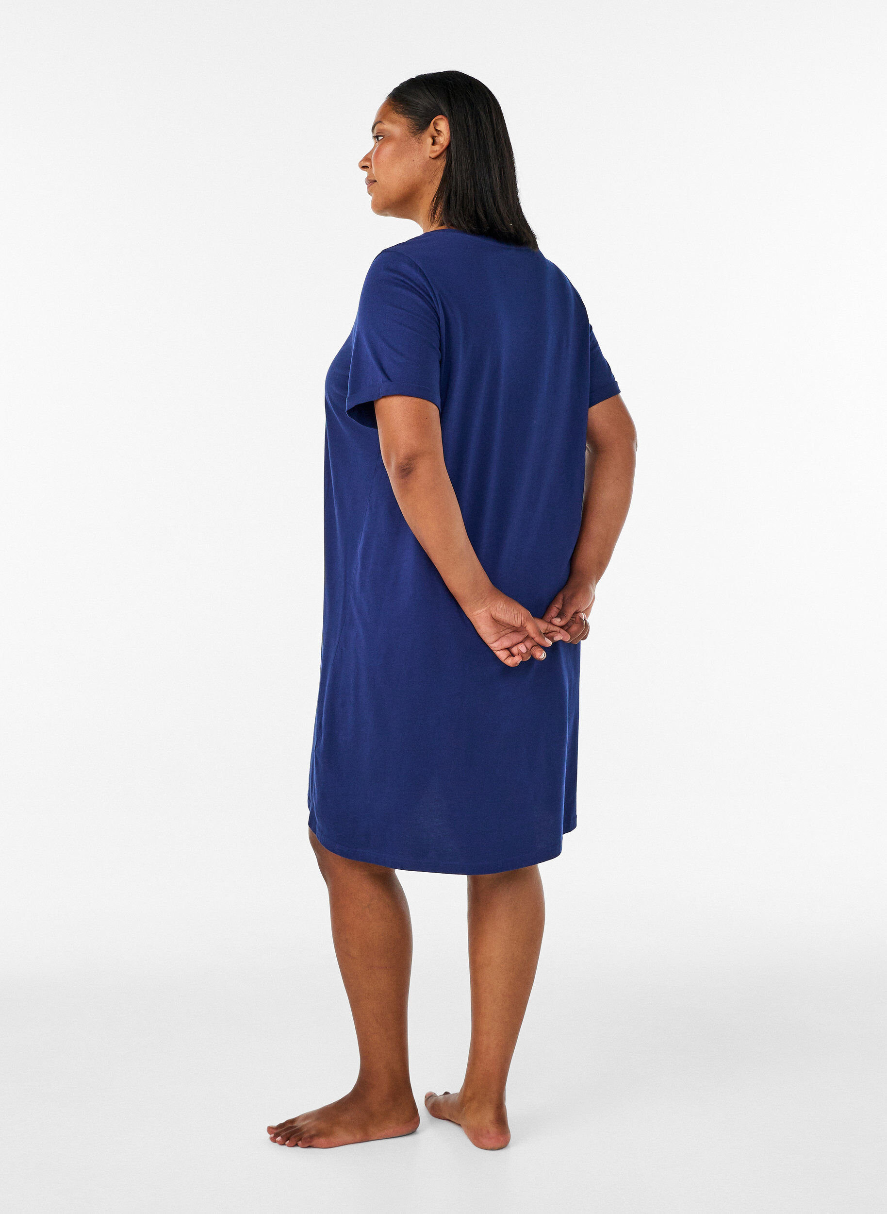 ZizziChemise de nuit &agrave; manches courtes en coton biologique, Bleu, Model image number 2