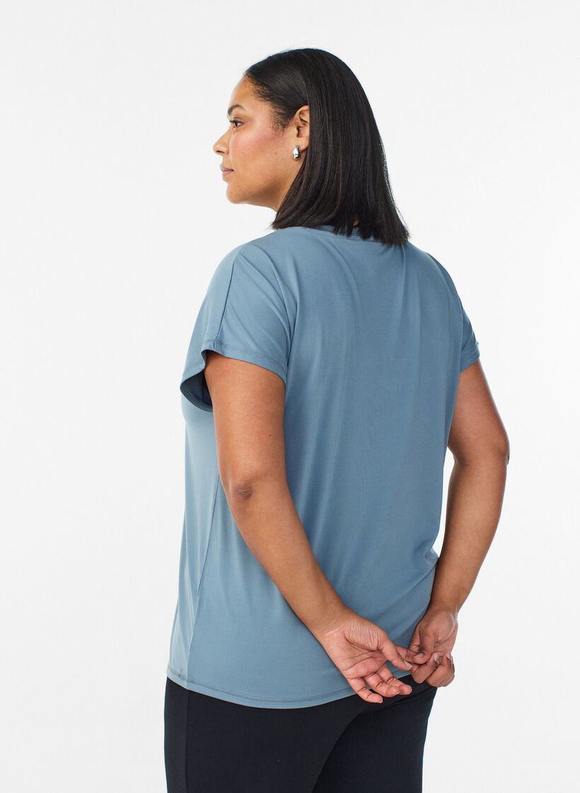 T-shirt d&rsquo;entra&icirc;nement ample avec col en V, Gris bleut&eacute;, Model image number 2