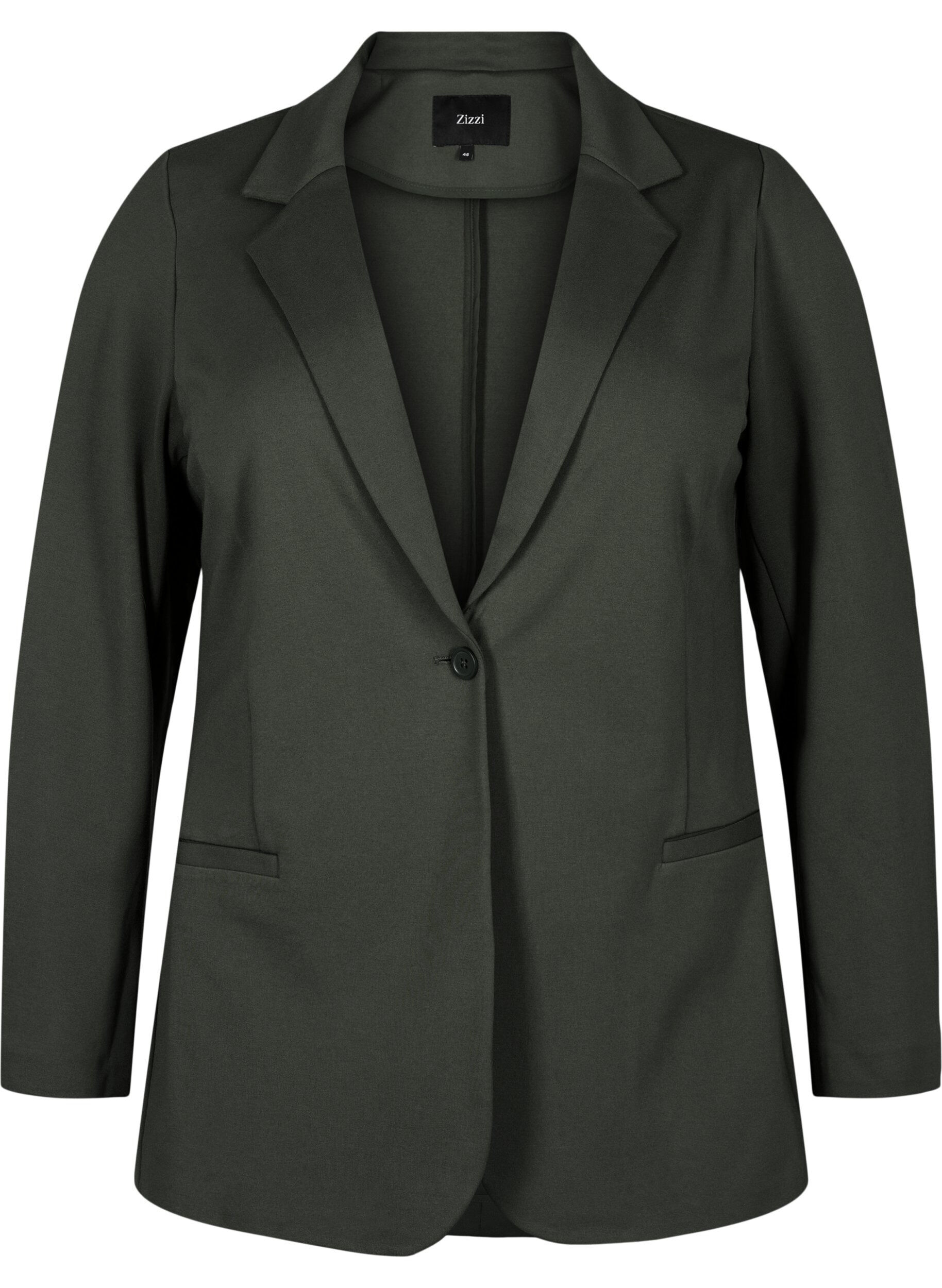 Zizzi Blazer simple avec fermeture &agrave; boutons, Vert fonc&eacute;, Packshot image number 0